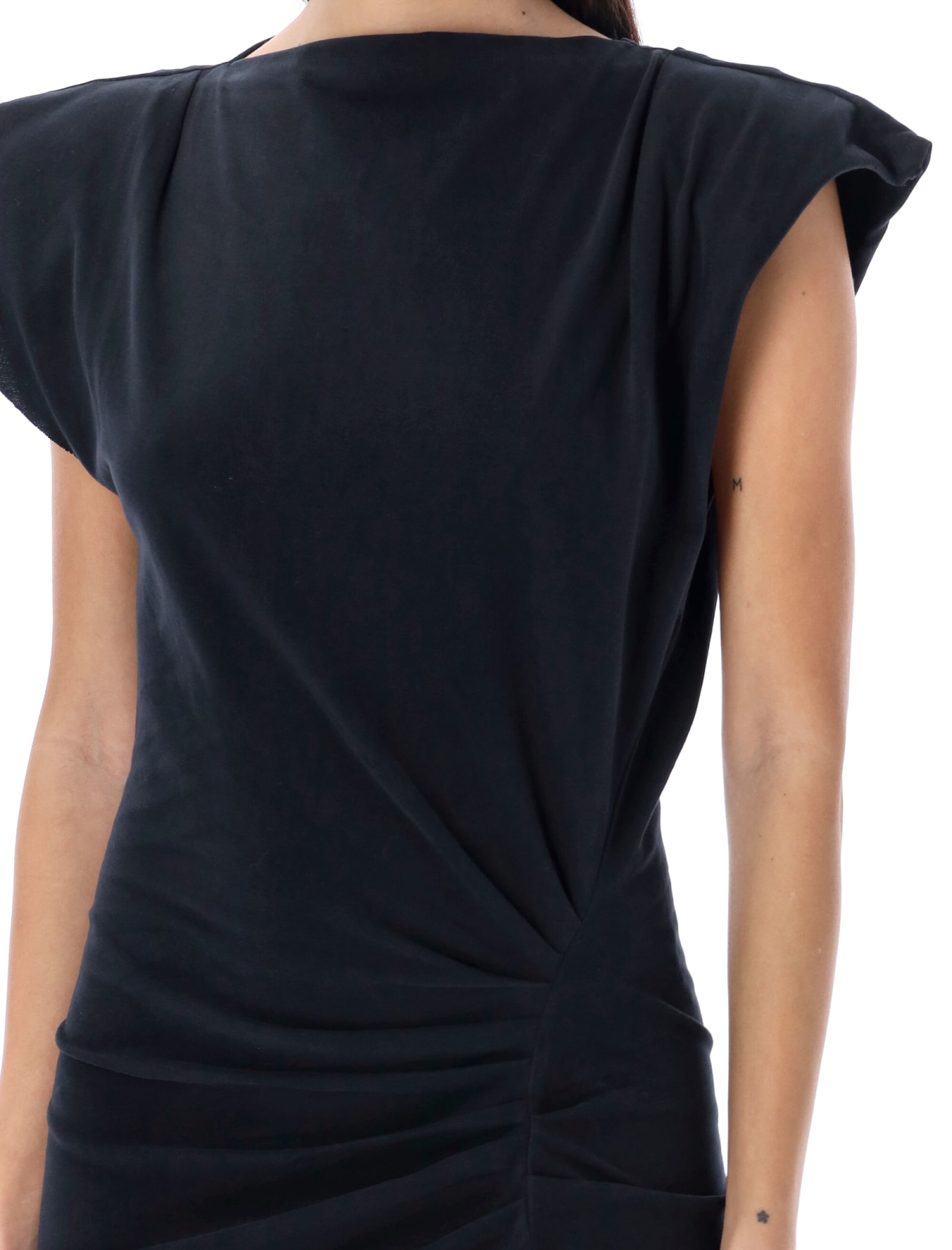 Isabel Marant Cotton Nadela Dress Cap Sleeves Midi Length In Black