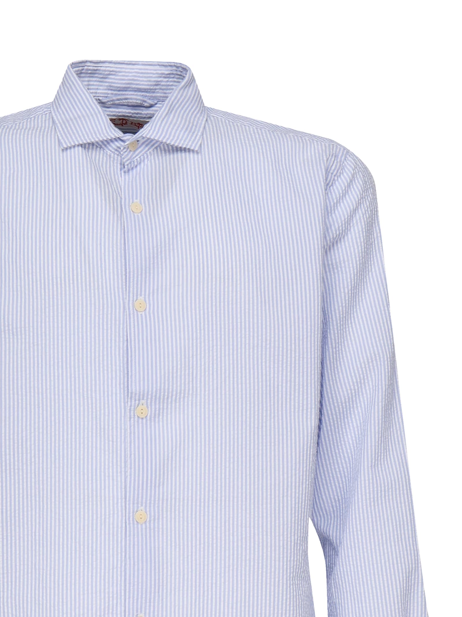 Mc2 Saint Barth Pamplona Striped Linen Shirt In Blue