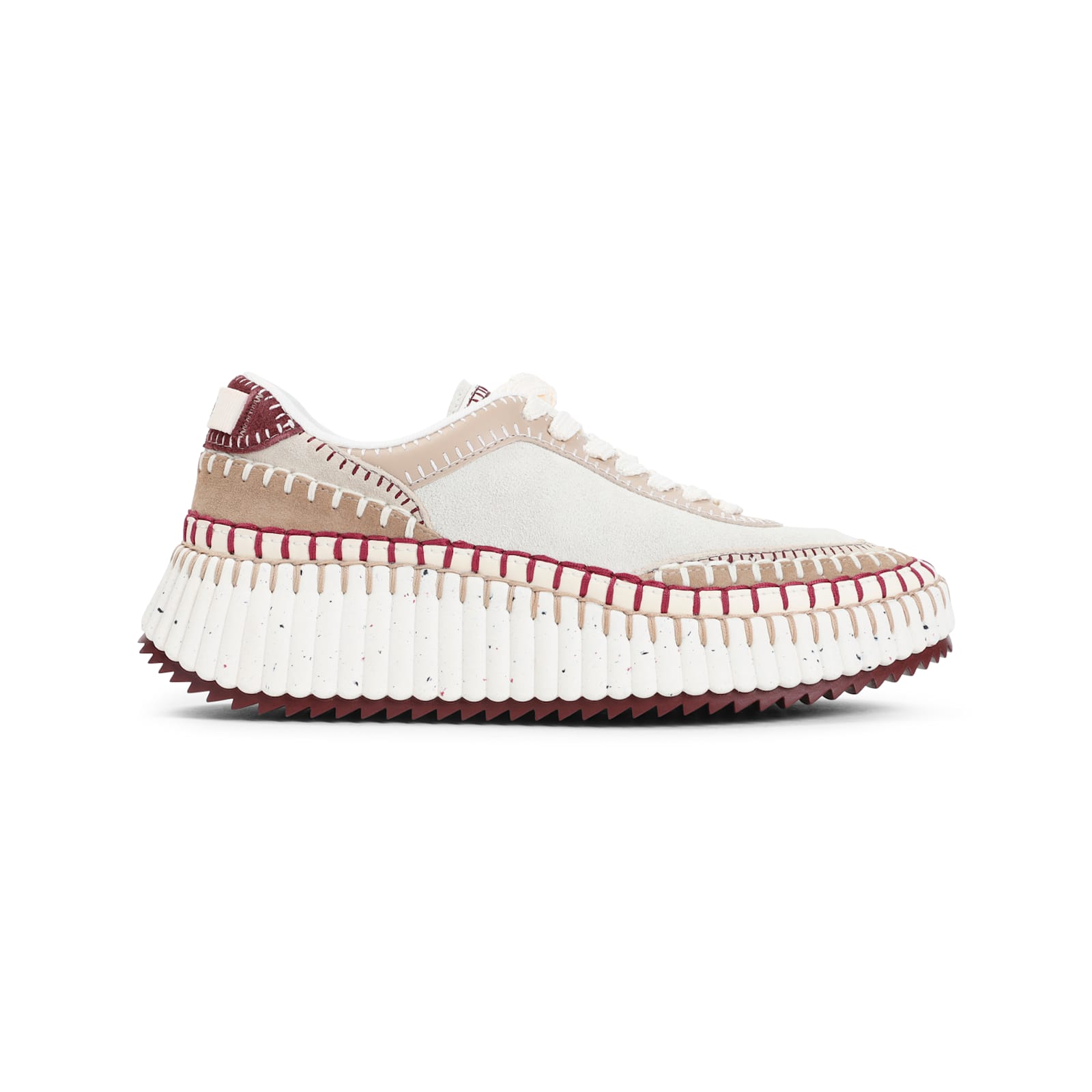Chloé Nama Textured-sole Lace-up Sneakers In White