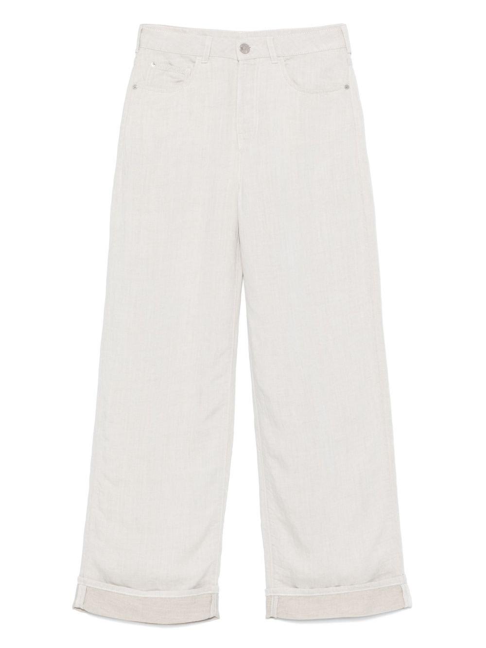 Shop Emporio Armani Jeans Light Grey Wide Leg