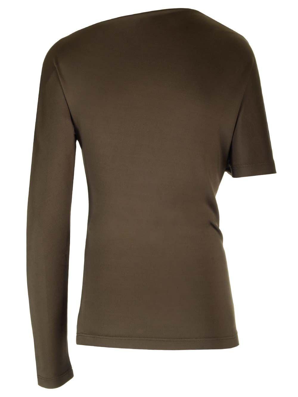 Shop Alexander Mcqueen Asymmetric Sleeved Top In Brown