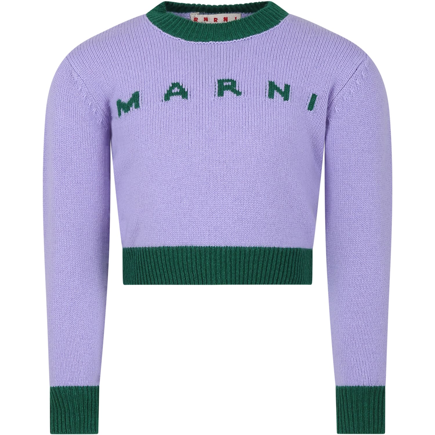 Marni Kids' Purple Sweater For Girl With Logo In Violet