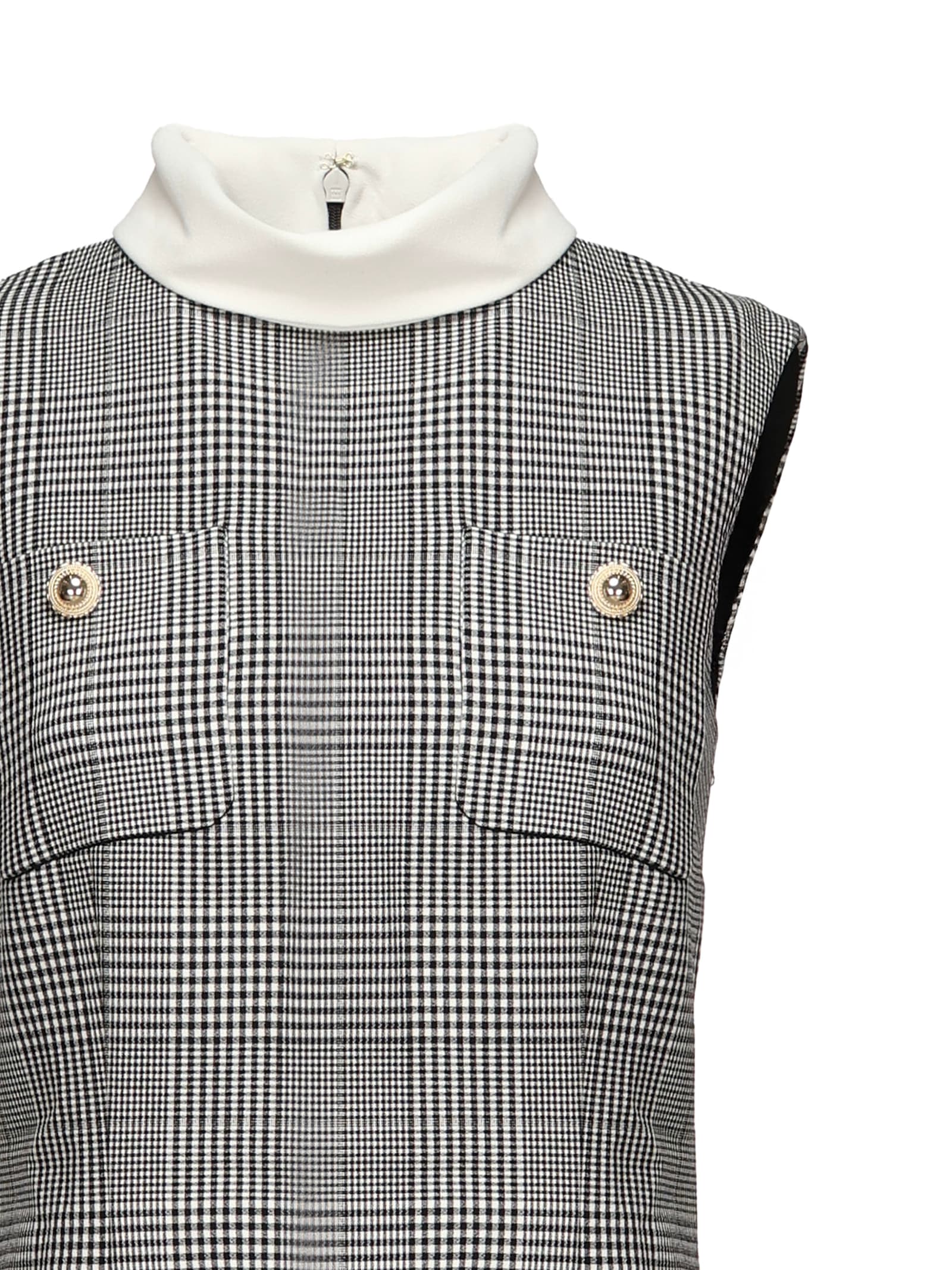 Self-portrait Structured Black Mini Dress With High Collar In Gray