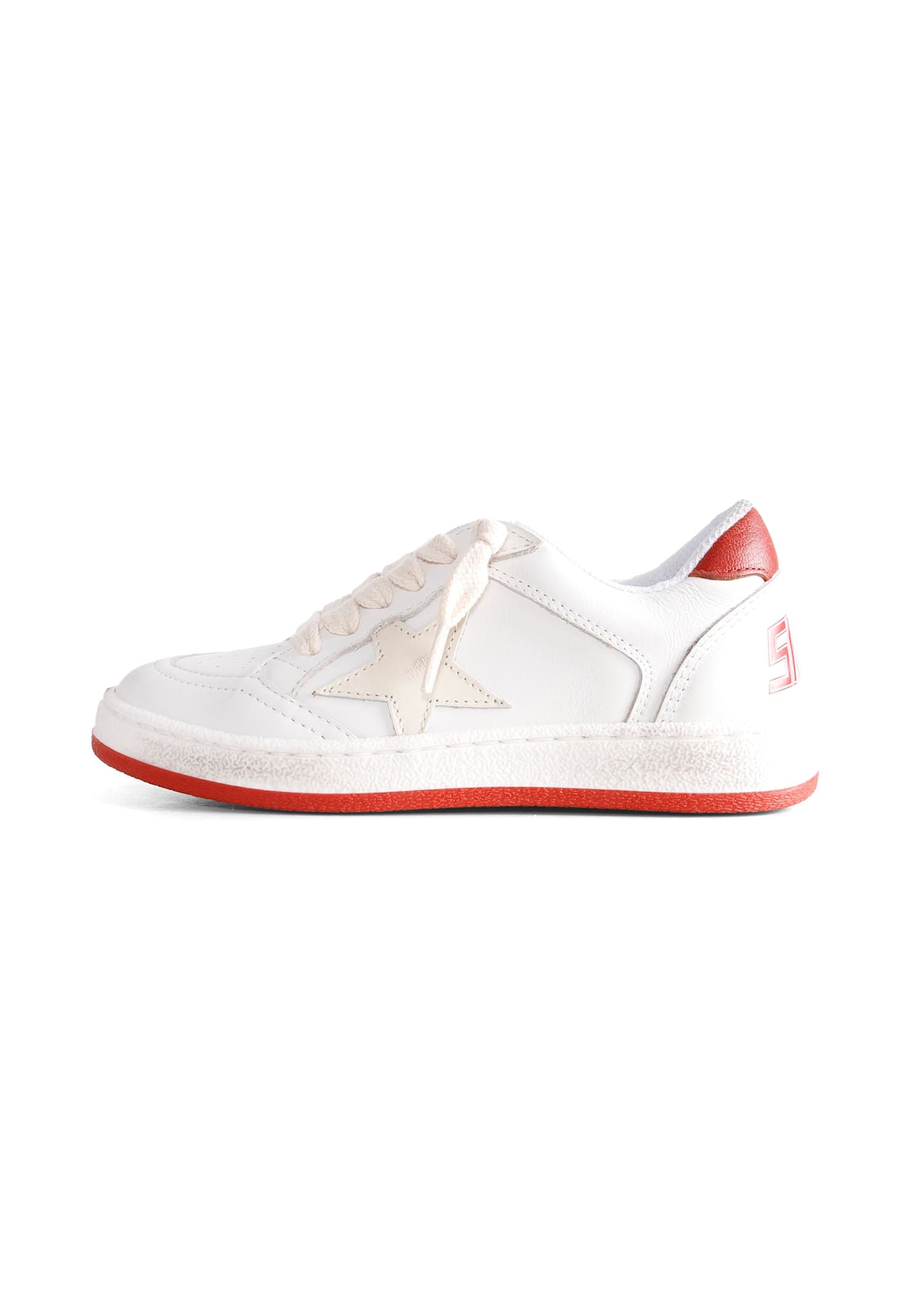 Golden Goose White Sneakers For Kids With Star In White