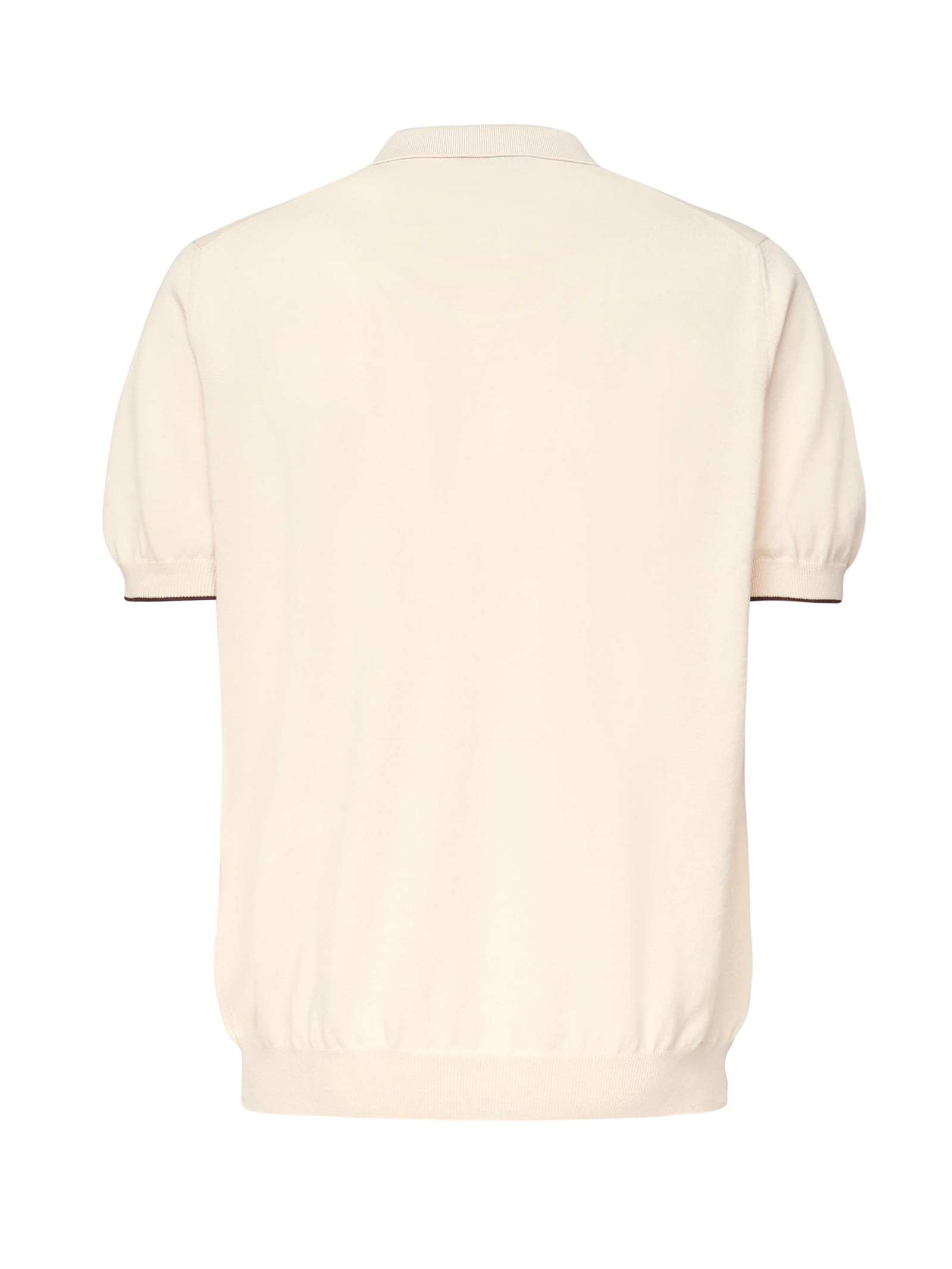Fay Buttonless Polo Shirt Ribbed Finish In Beige