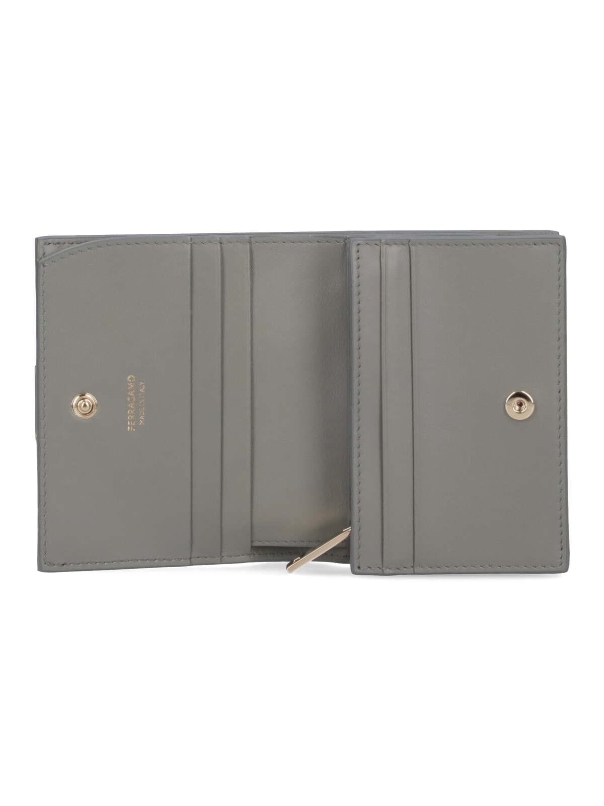 Ferragamo Hug Leather Wallet In Gray