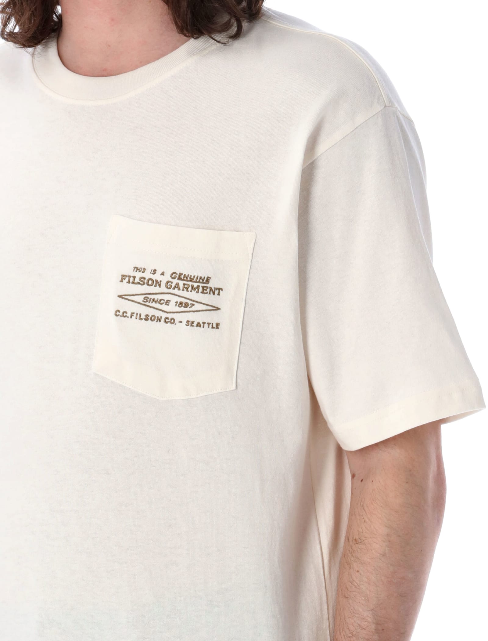 Shop Filson Embroidered Pocket T-shirt In Off White