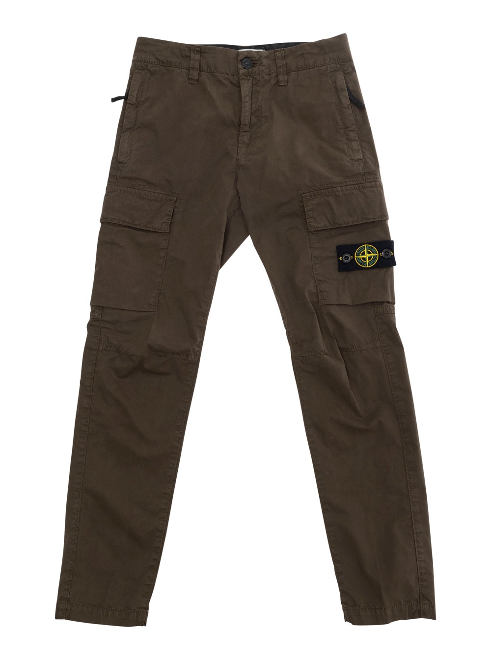 Stone Island Green Pants With Logo Patch On The Front In Cotton Stretch Boy In Green