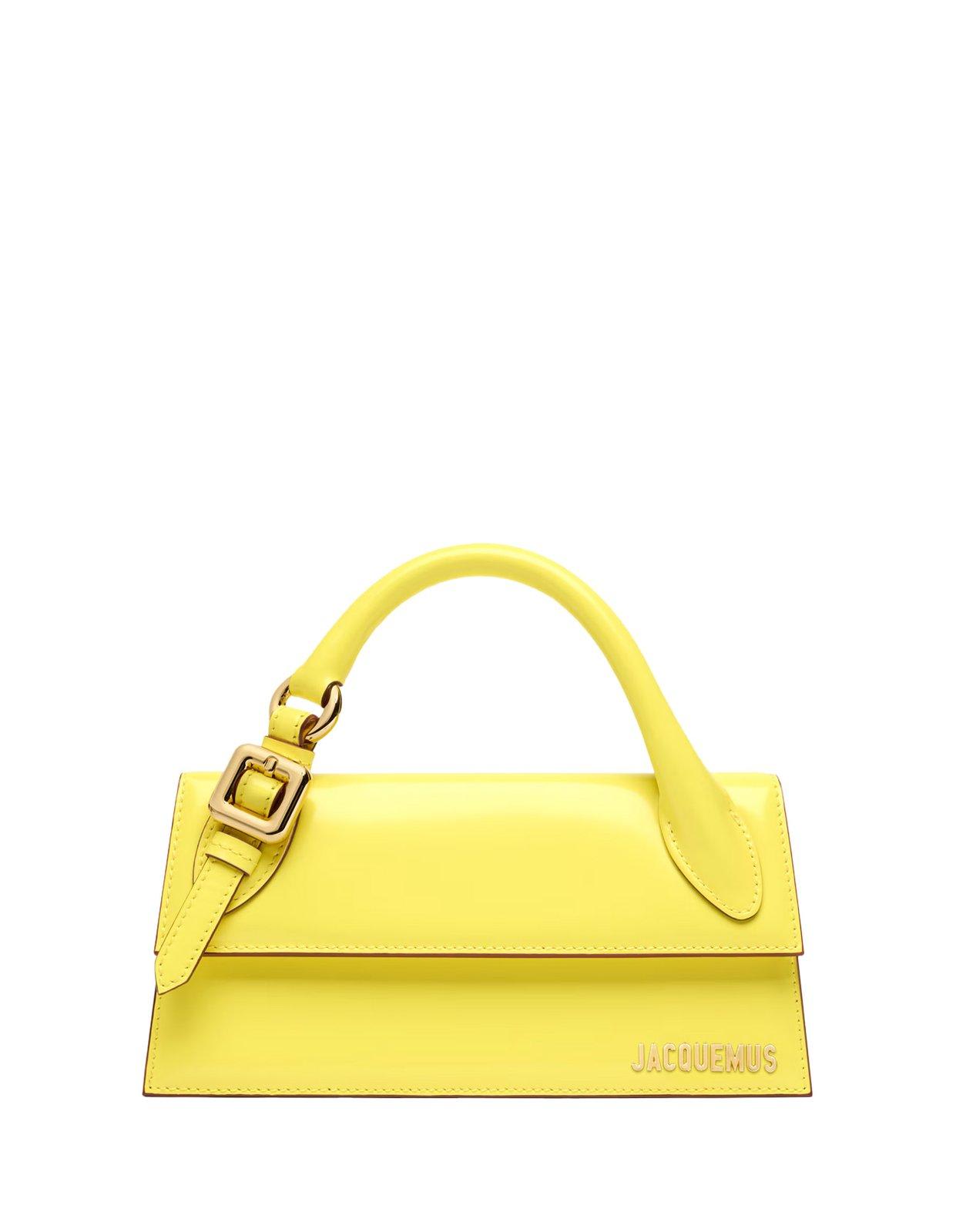 Shop Jacquemus Long Signature Buckled Handbag In Yellow