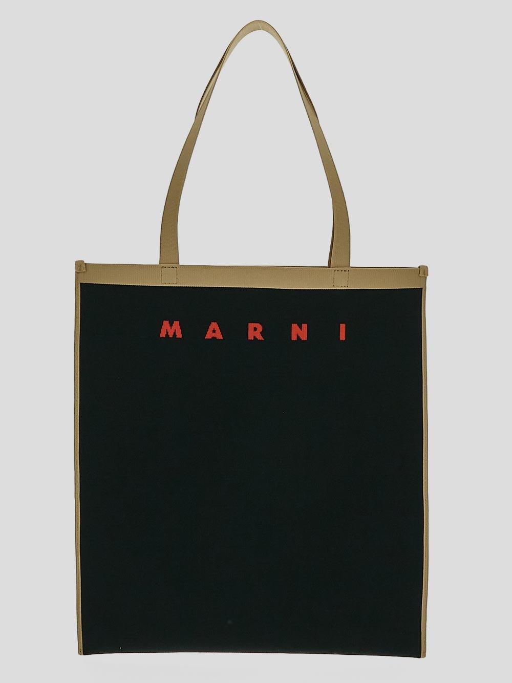 MARNI LOGO EMBROIDERED TOP HANDLE BAG