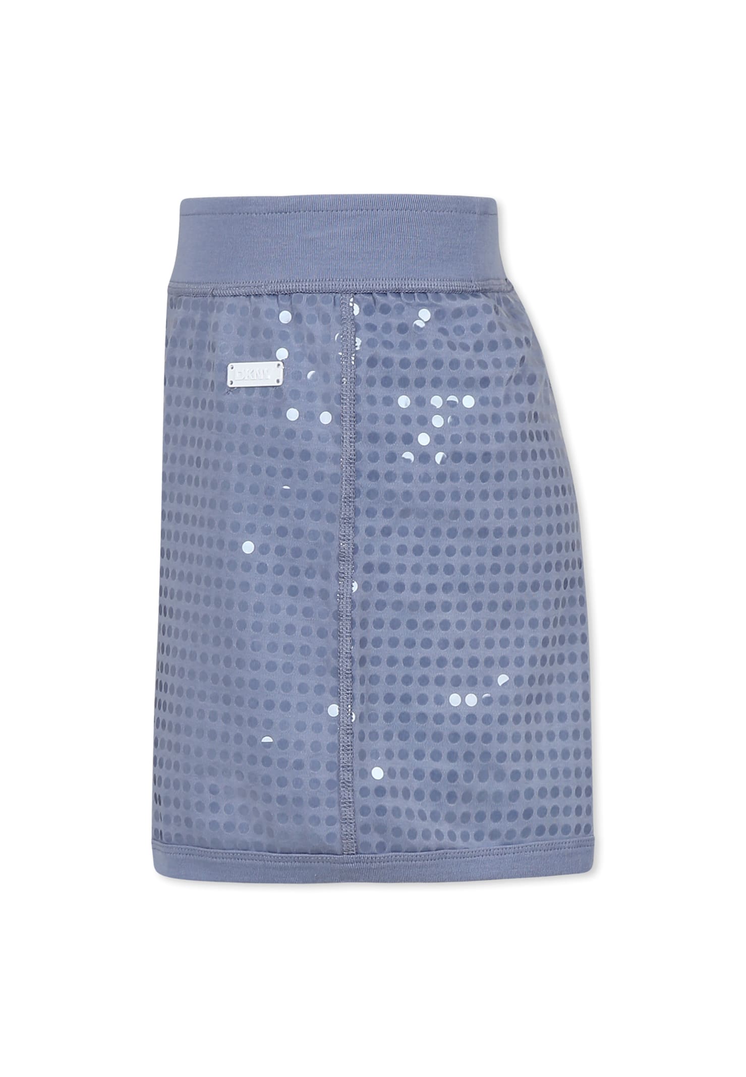 Dkny Light Blue Shorts For Girl With Sequins And Logo In Light Blue