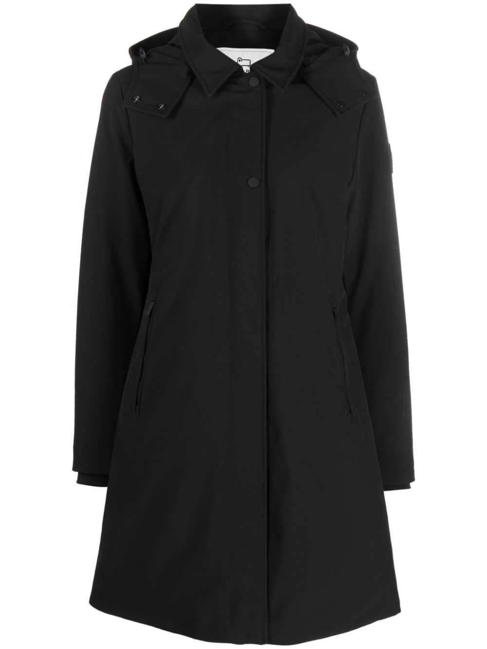 Shop Woolrich Firth Down Hooded Trench In Nero