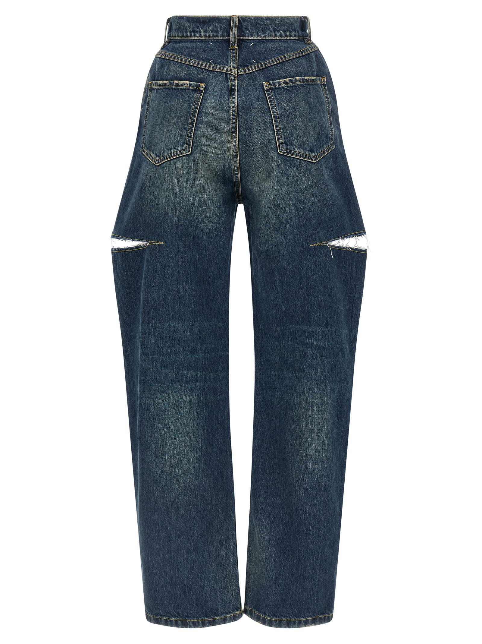Maison Margiela Blue Cotton Jeans In Blue