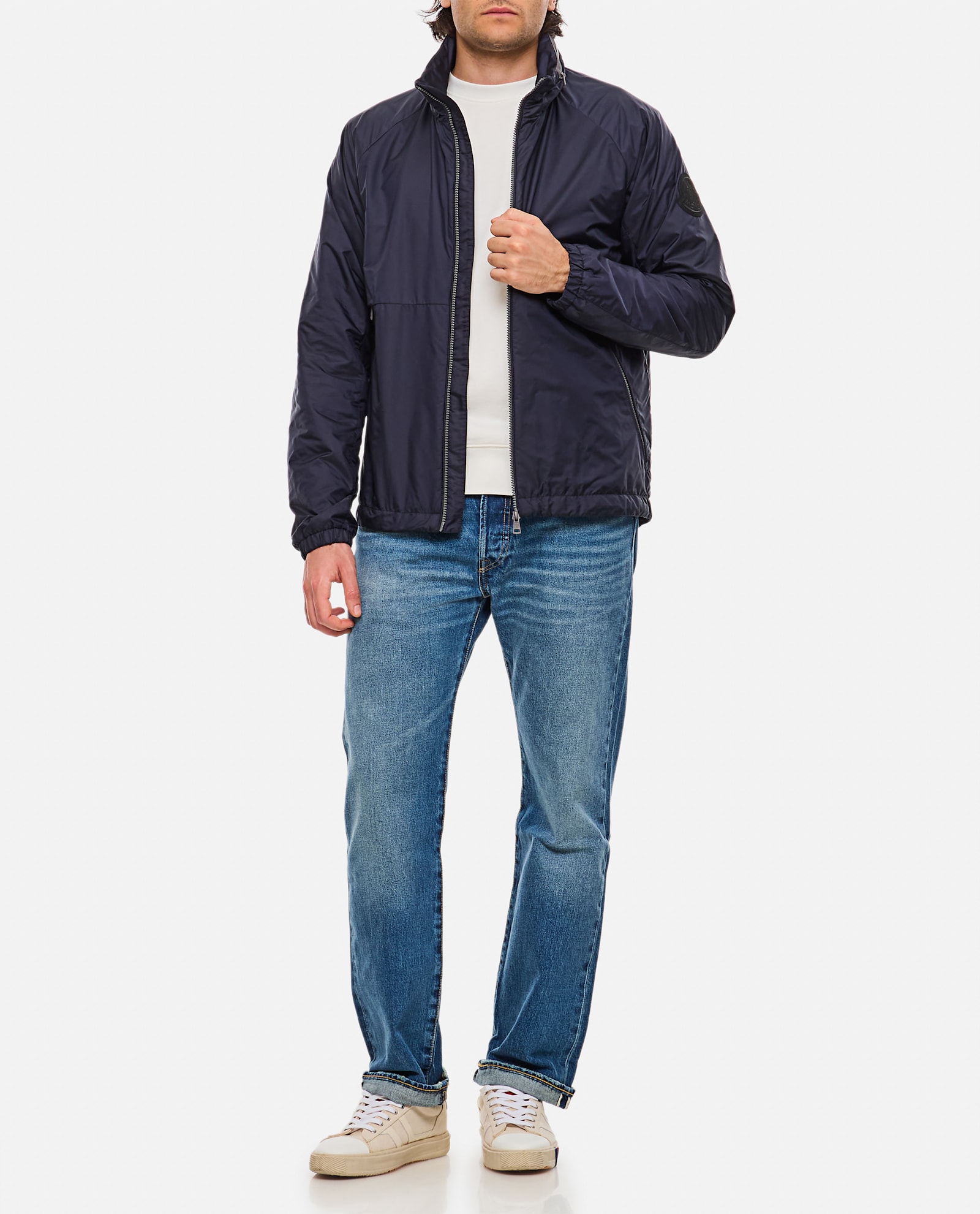 Moncler Navy Blue Octano Recycled Nylon Jacket In Blue