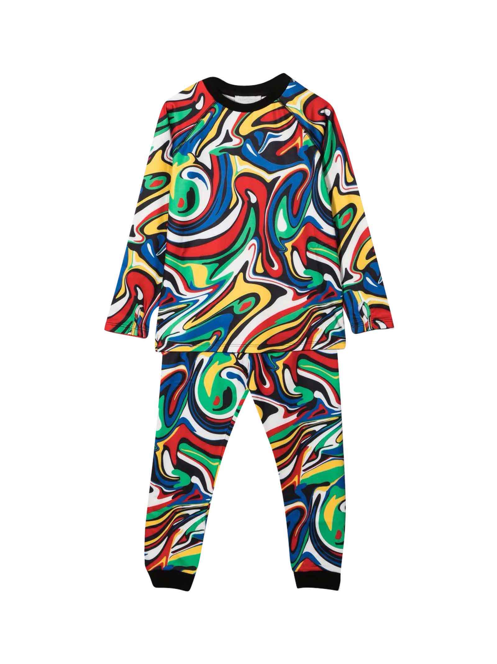 Stella McCartney Kids Sporty Multicolor Jumpsuit With Round Neck And Long Sleeve