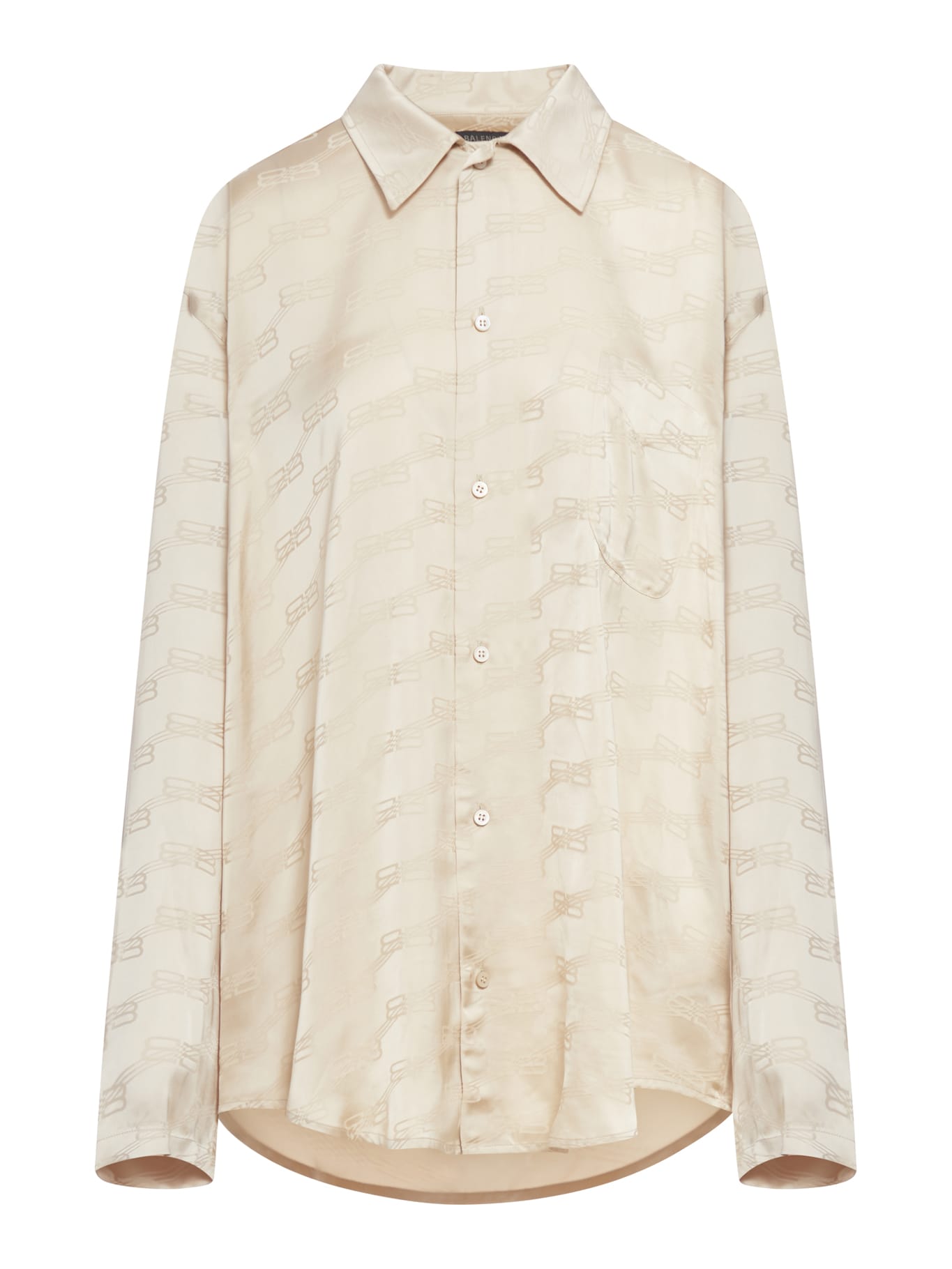 Balenciaga Long Sleeve Minimal Shirt In Champagne Beige