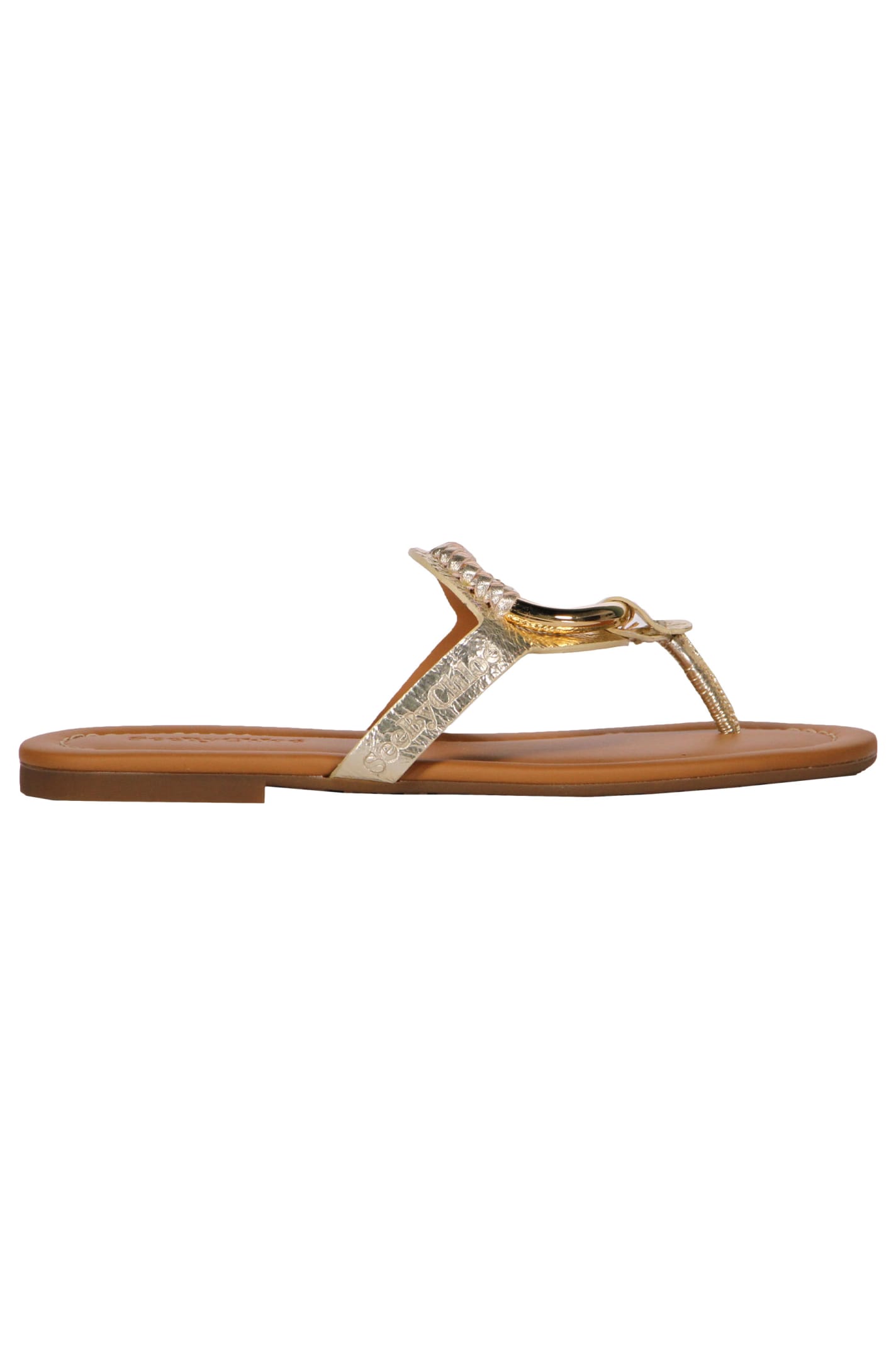 See By Chloé Metallic Leather Thong-sandals In Gold