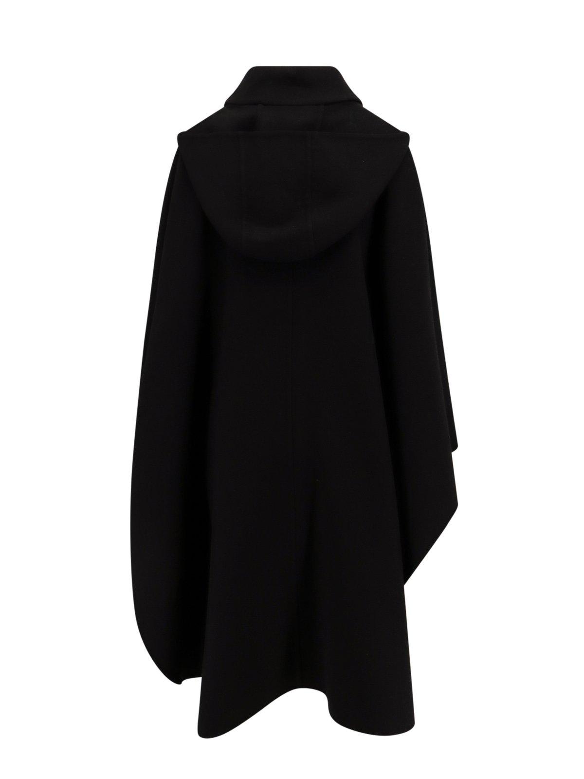 Shop Chloé Hooded Cape Coat In Black