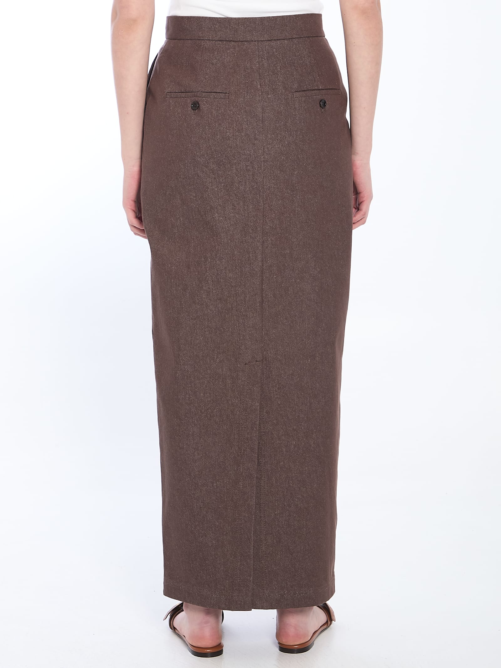 Max Mara Cotton With Denim Effect Long Skirt In Blue