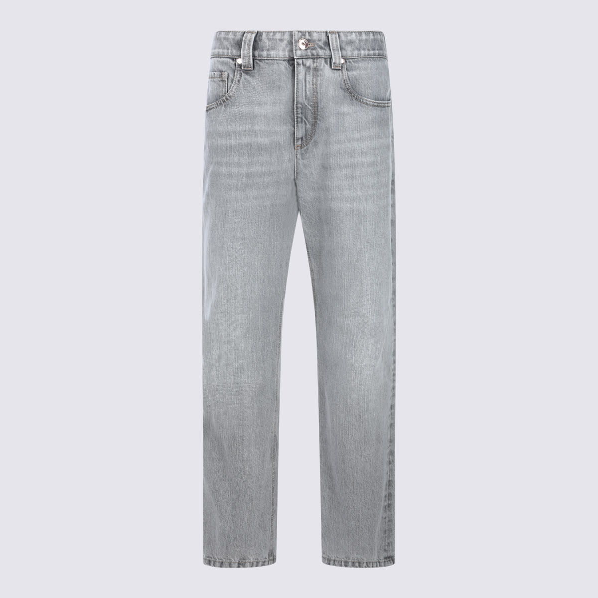 Brunello Cucinelli Grey Cotton Denim Jeans In Gray
