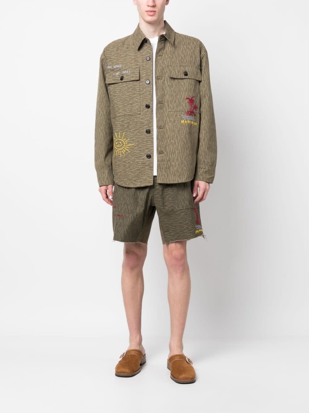 President's Camouflage Print Shorts In Brown