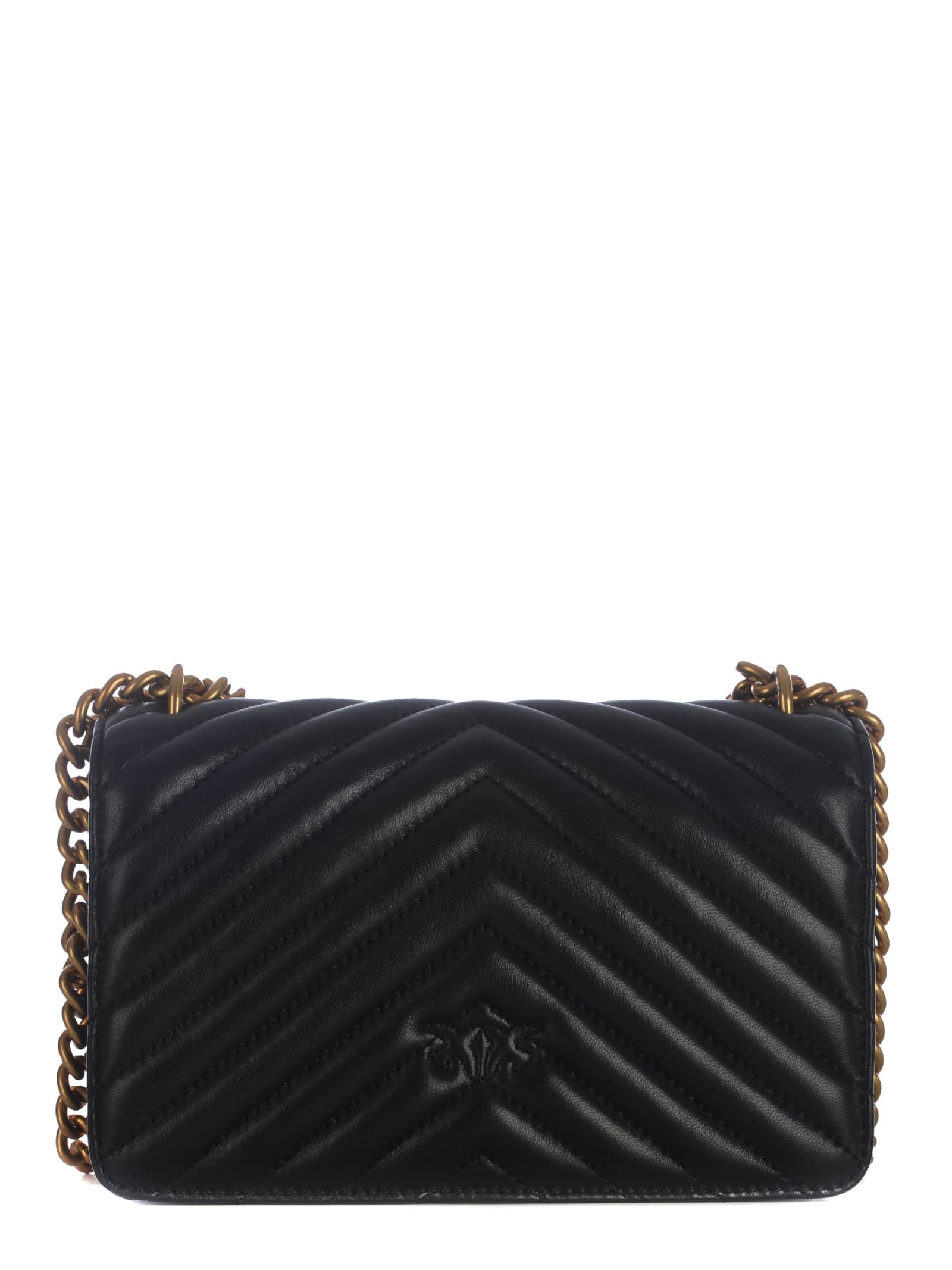 Shop Pinko Bag  Love One Mini Made Of Chevron Nappa In Black