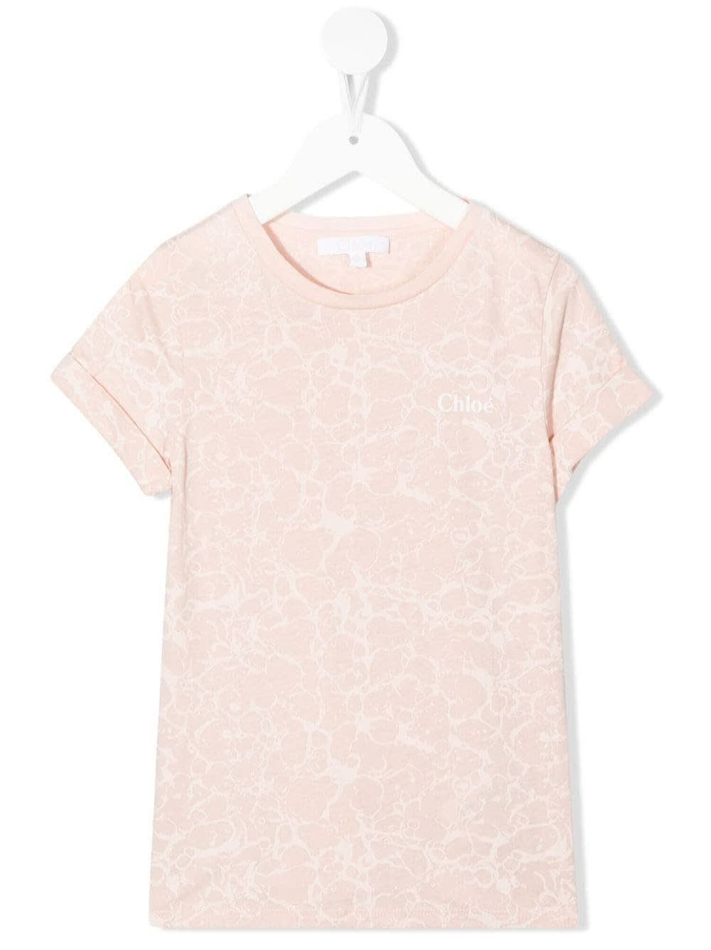 Chloé Kids Marbled Pink T-shirt With Logo