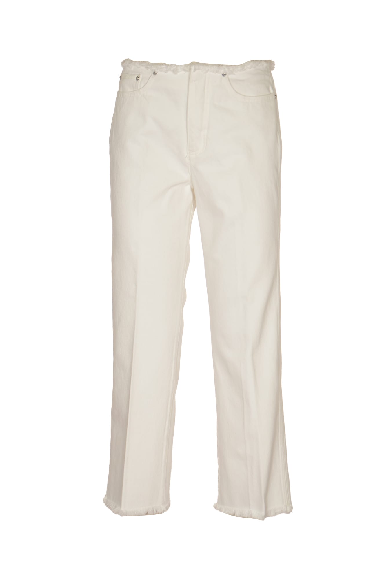 Shop Michael Kors Logo Detail Regular Jeans In Optic White