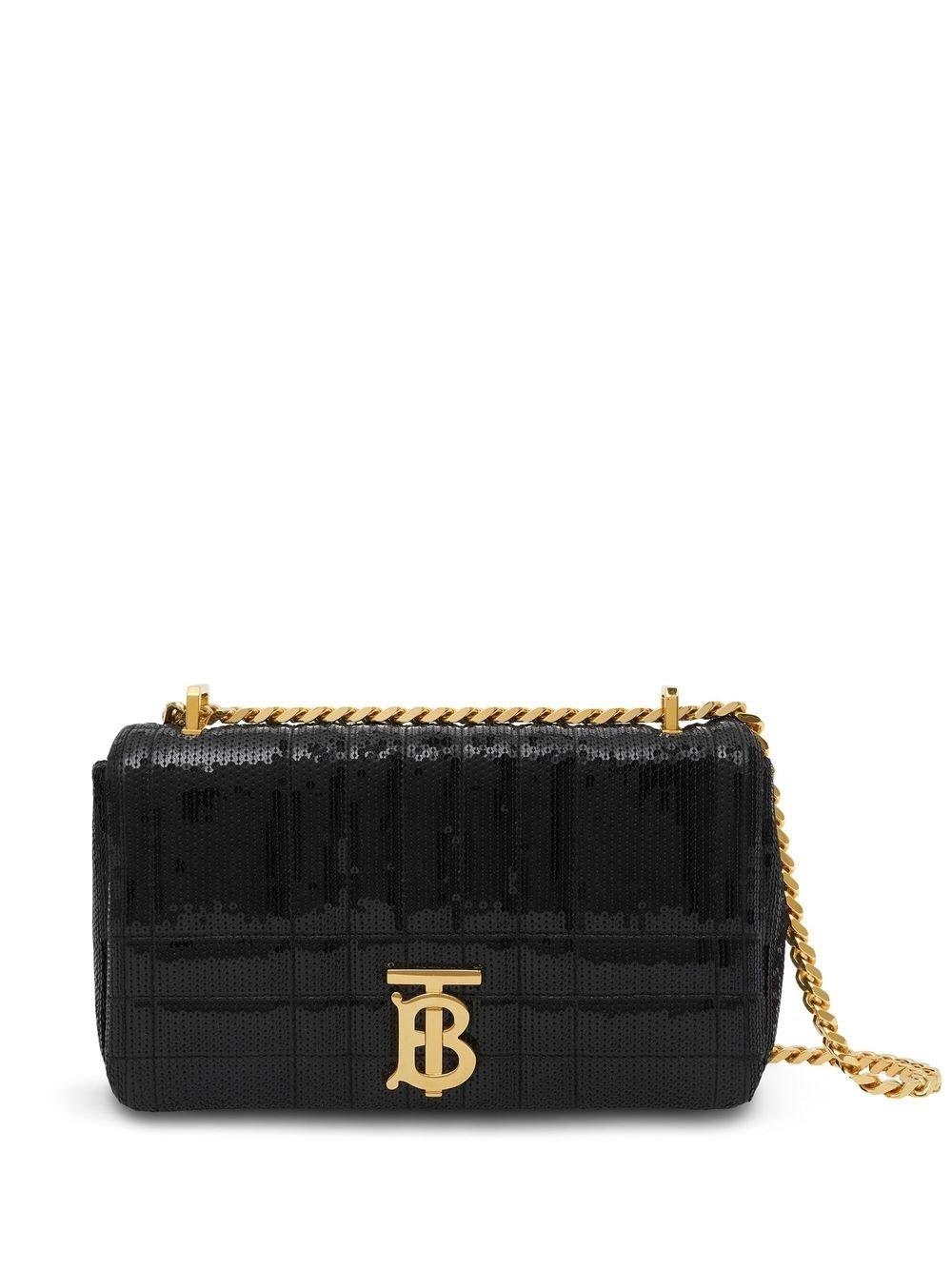 Burberry Sequinned Quilted Leather Small Lola Bag In Black