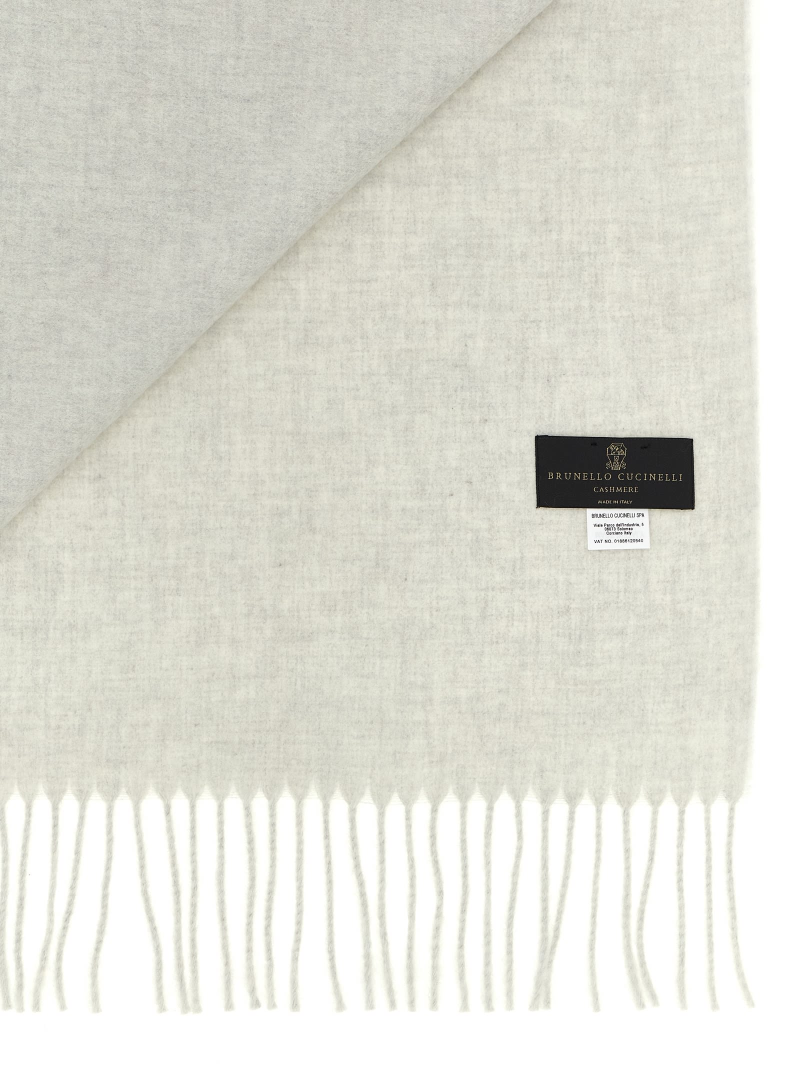 Brunello Cucinelli Cashmere Scarf Scarves And Foulards Gray In Gray