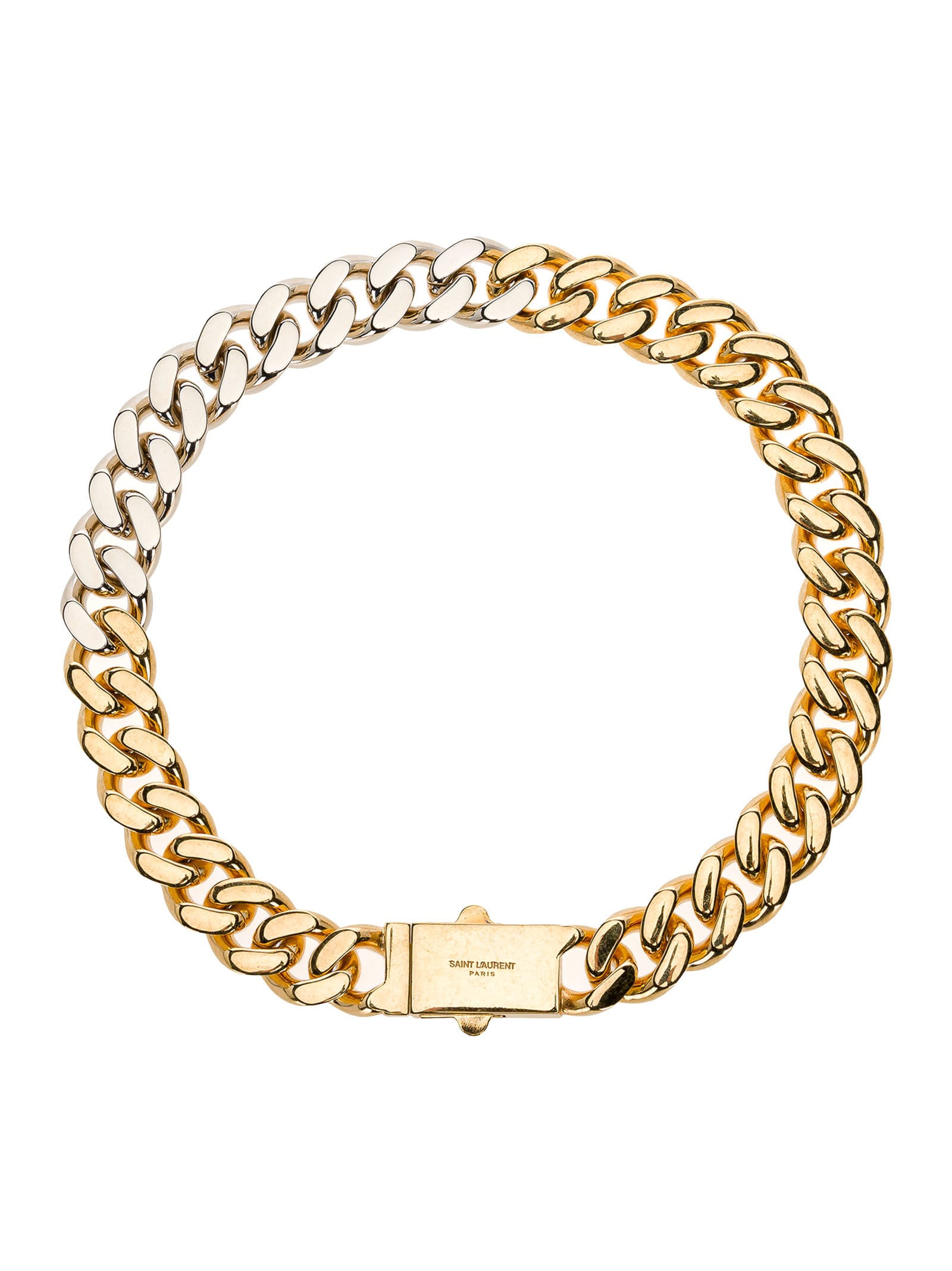 Saint Laurent Two-tone Chain Necklace In Gold