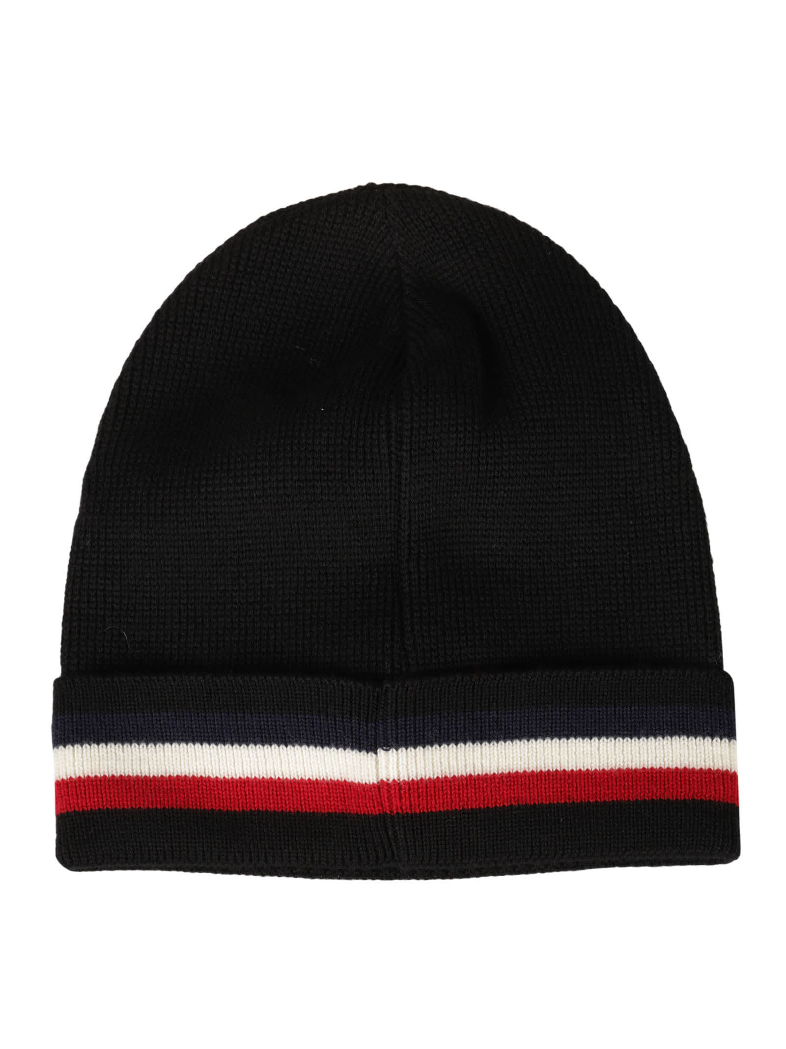 Shop Moncler Stripe Logo Patch Beanie