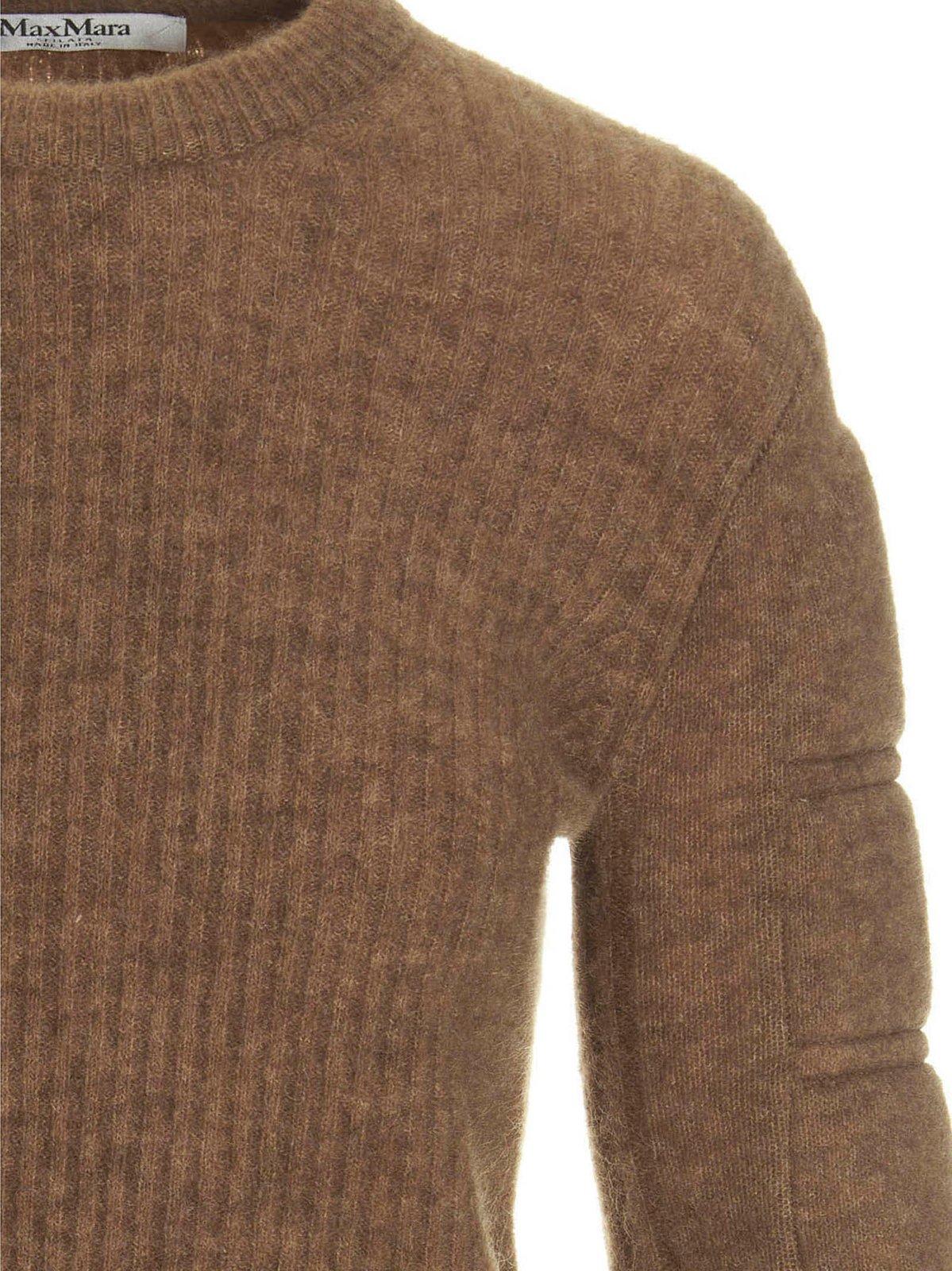 Shop Max Mara Smirne Long Sleeved Crewneck Sweater In Camel