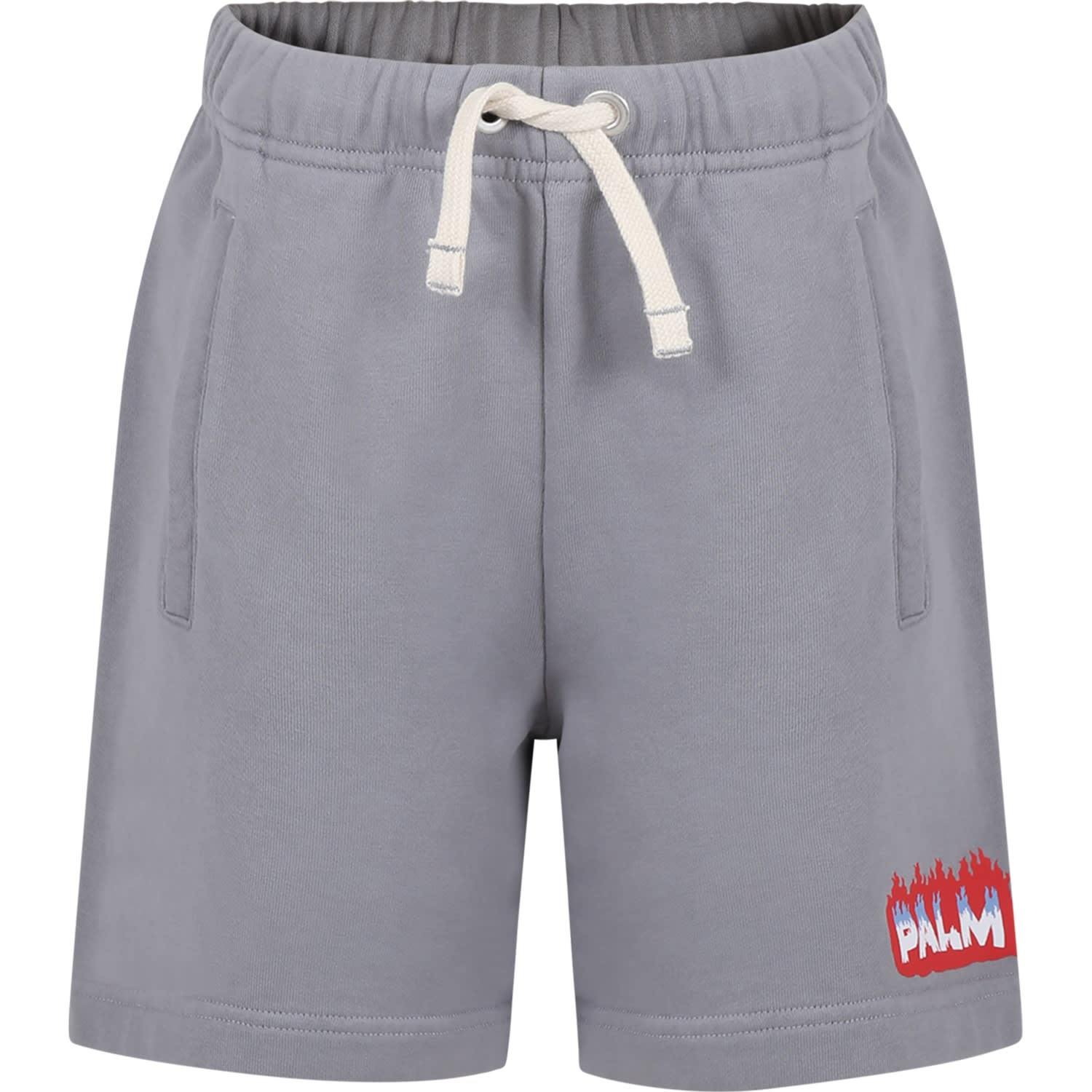 Palm Angels Grey Shorts For Boy With Logo