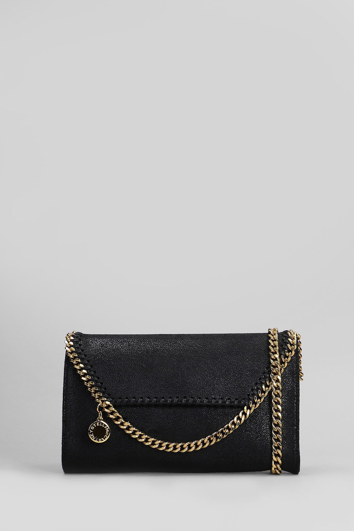Stella Mccartney Falabella Mini Shoulder Bag In Black Polyester In Black