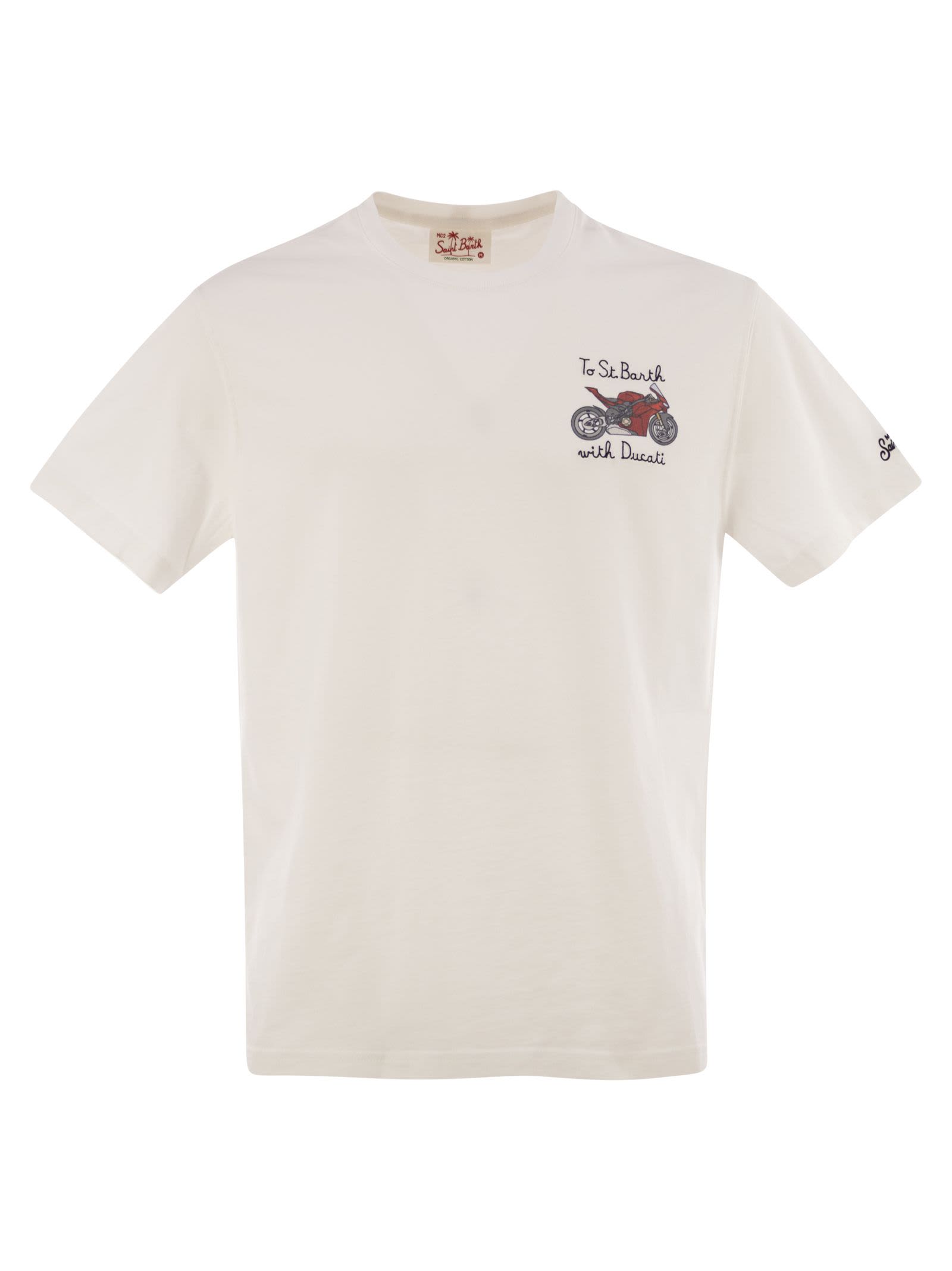 Mc2 Saint Barth T-shirt With Chest Print In Neutral