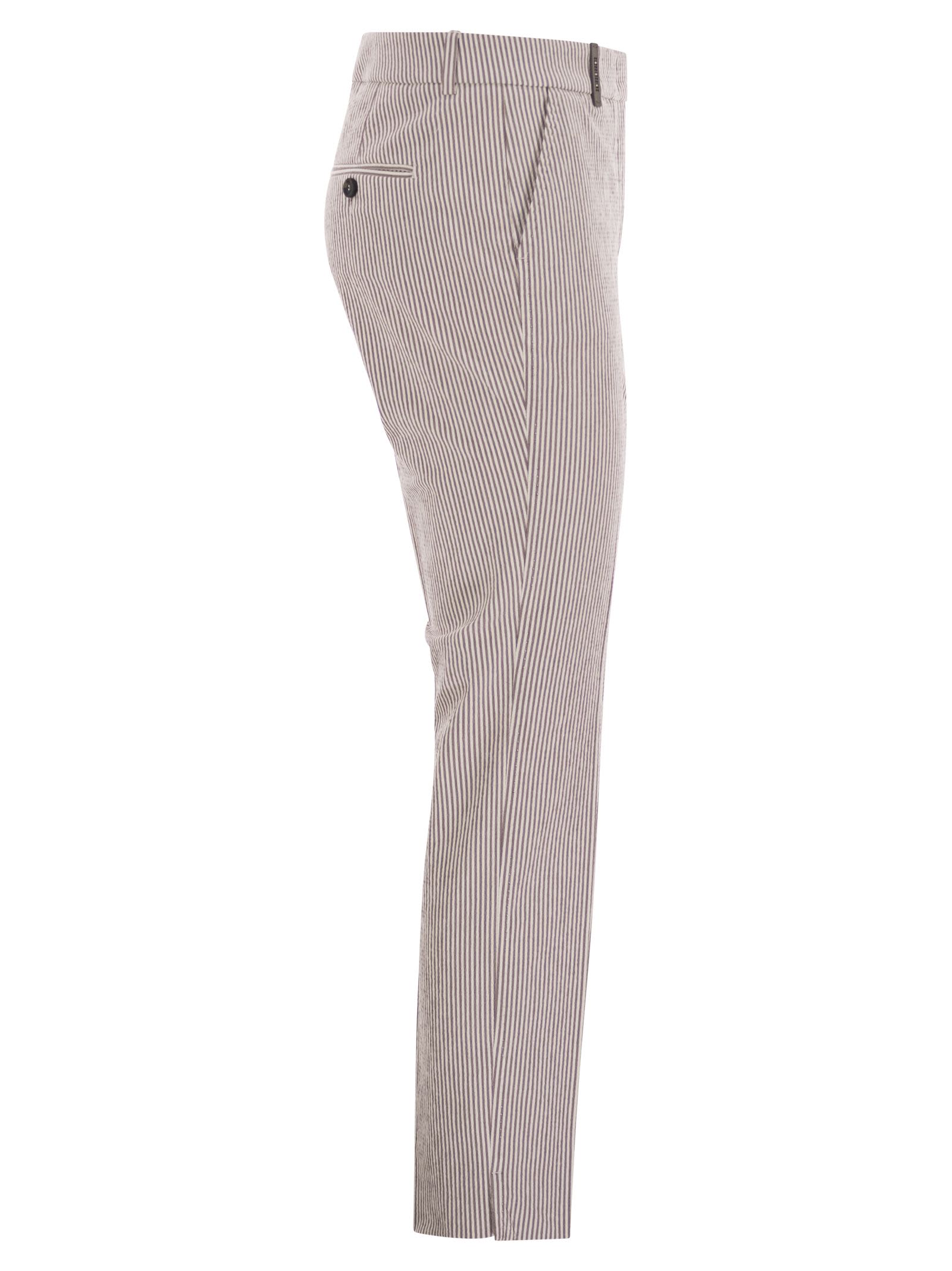 Shop Peserico Seersucker Cotton Cigarette Trousers