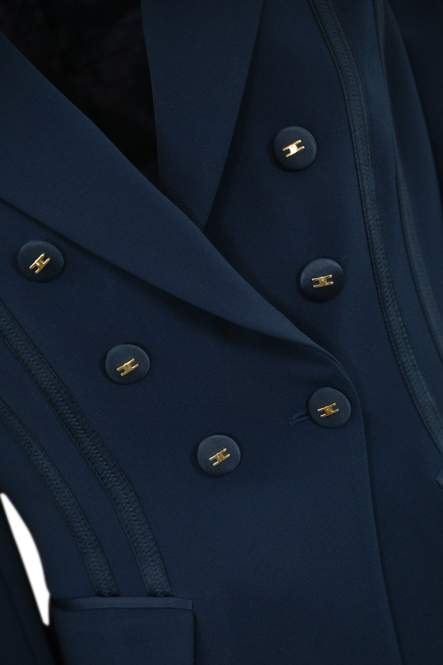 Elisabetta Franchi Crepe Jacket With Satin Details In Blue