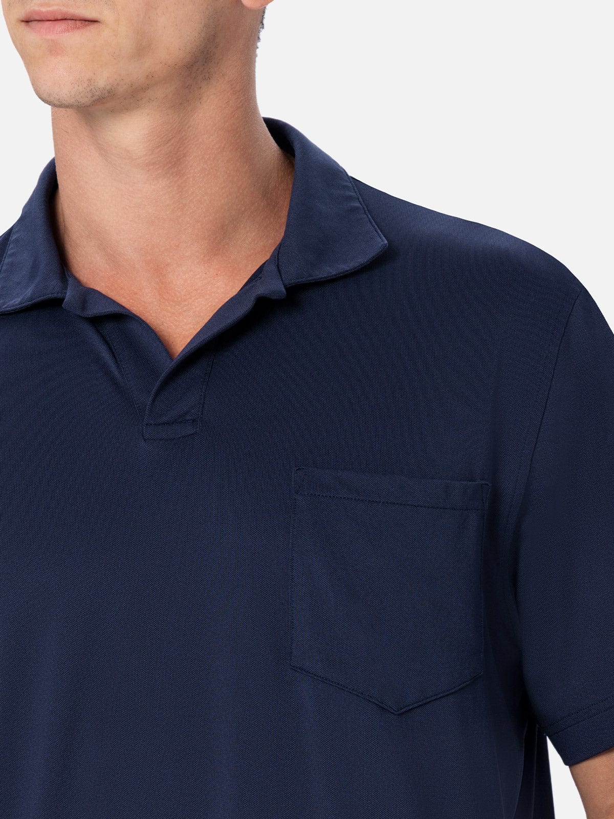 Mc2 Saint Barth Man Navy Blue Technical Piquet Polo Shirt Camber In Blue