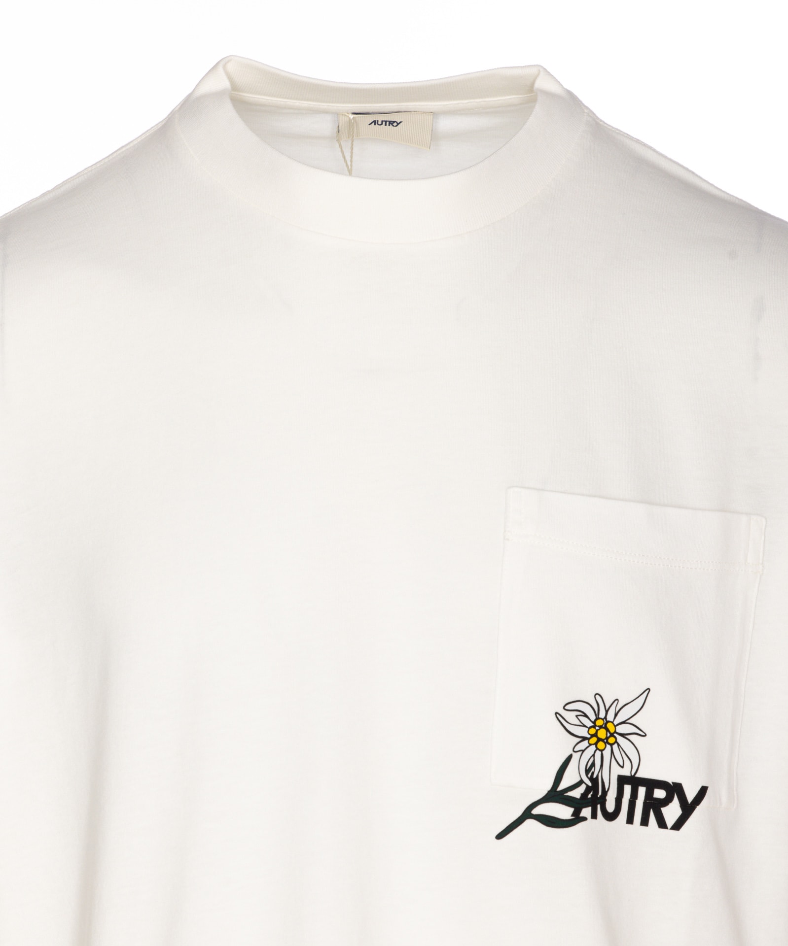Autry Pocket Crewneck Graphic Print T-shirt In White