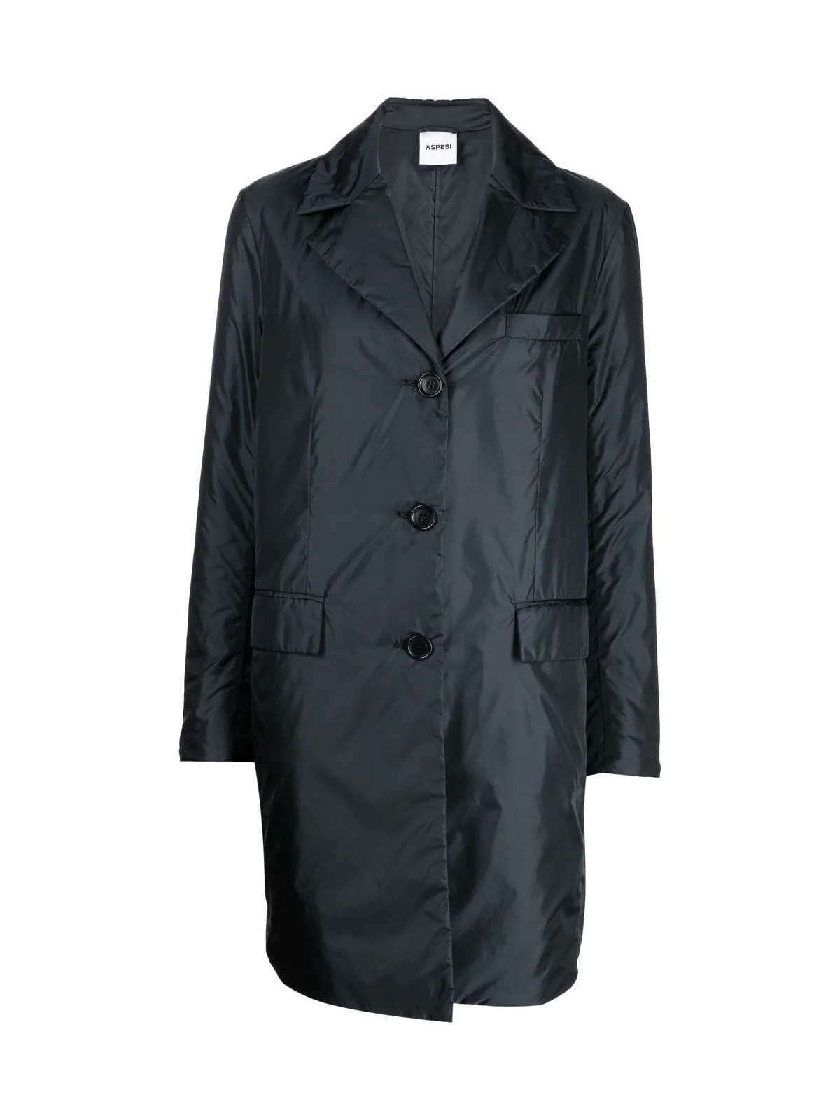 Aspesi Single-breasted Button Coat In Blu Navy Navy Blue