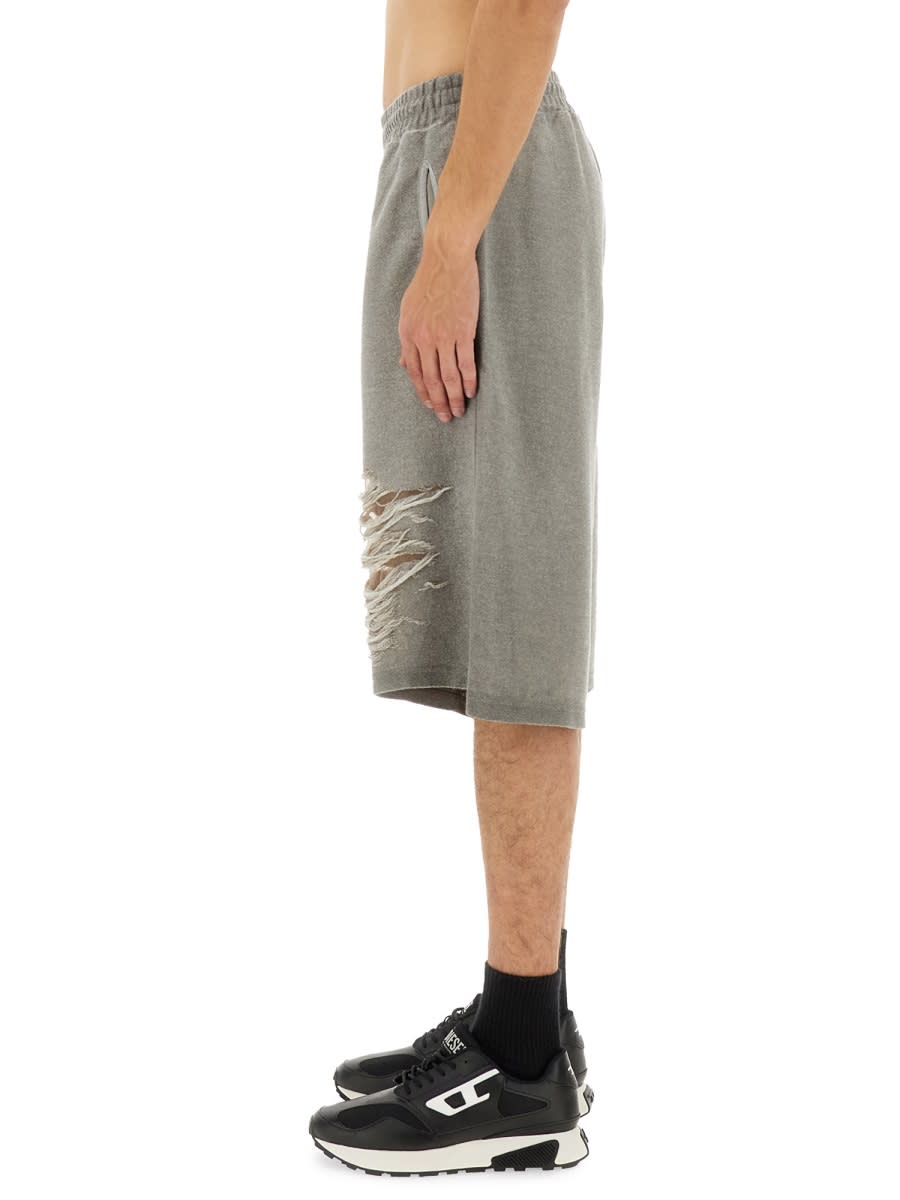 Diesel Distressed Shorts In Grey
