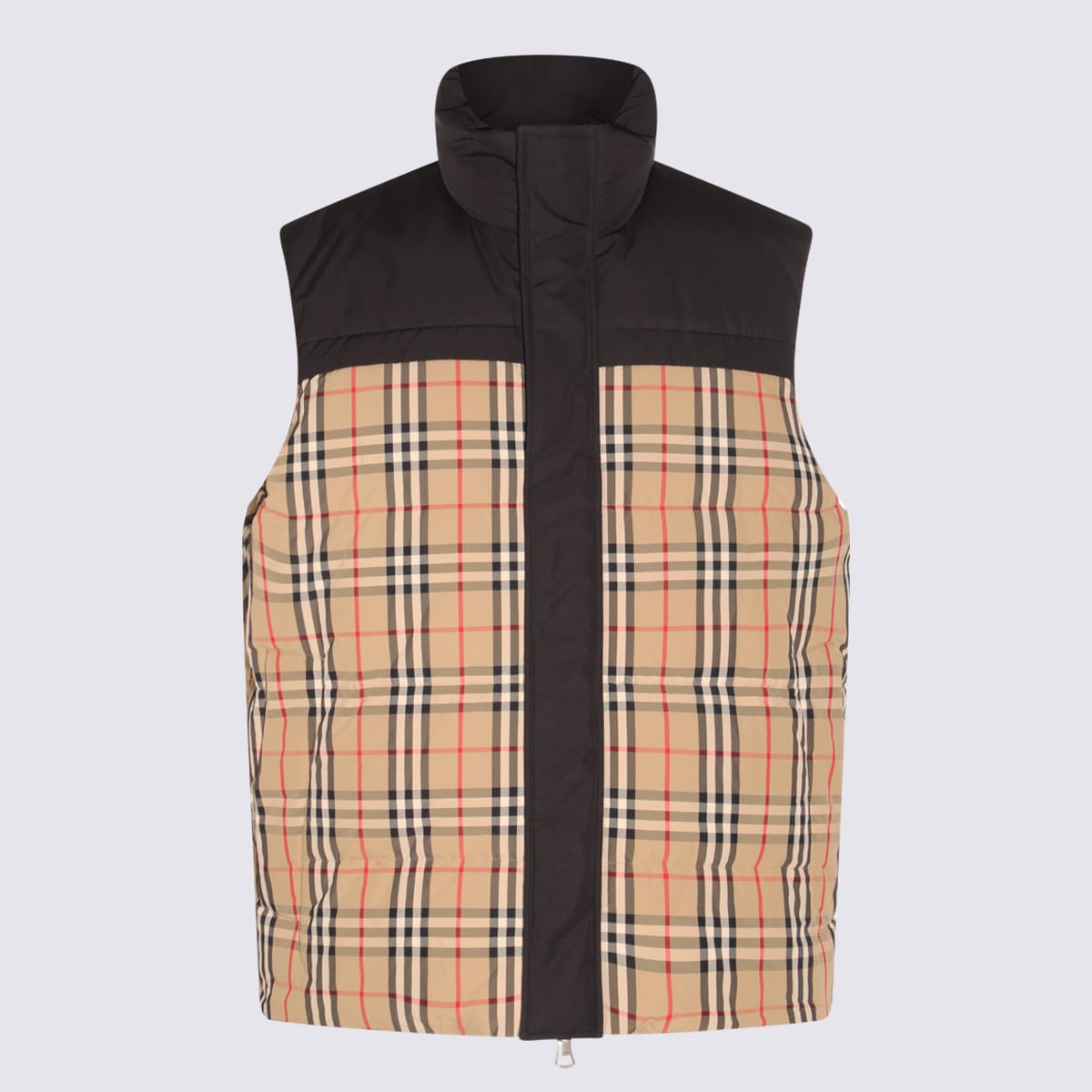 Shop Burberry Black And Beige Puffer Oakwood Down Jacket