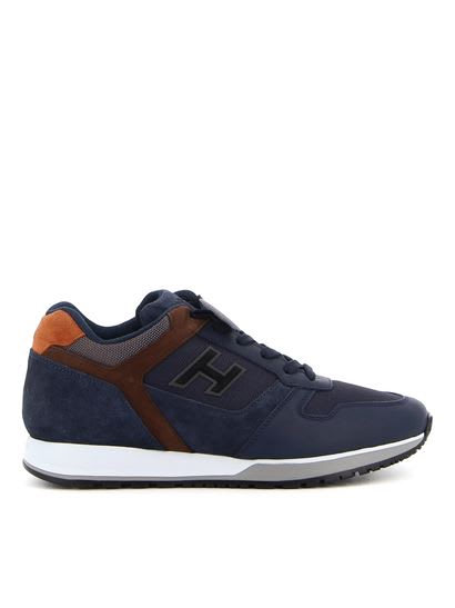 Hogan H321 Leather And Suede Sneakers In Blue