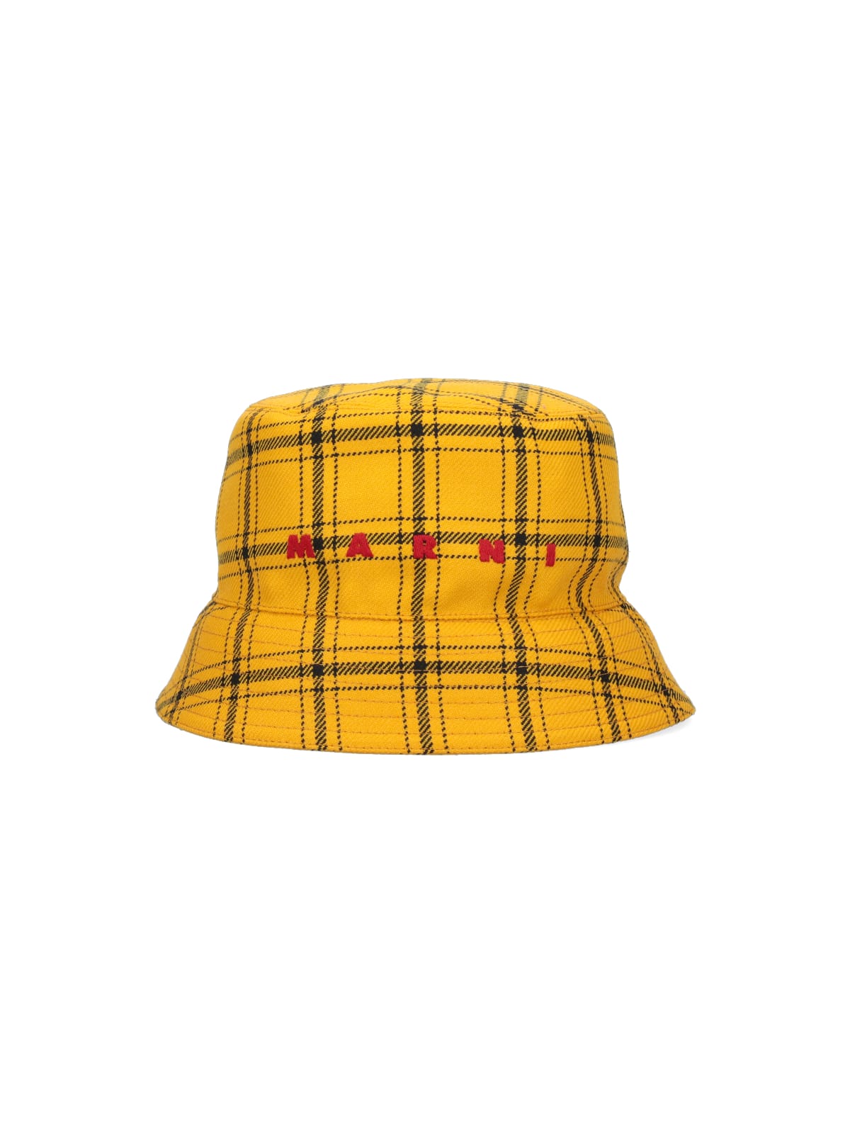 Marni Tartan Bucket Hat In Yellow
