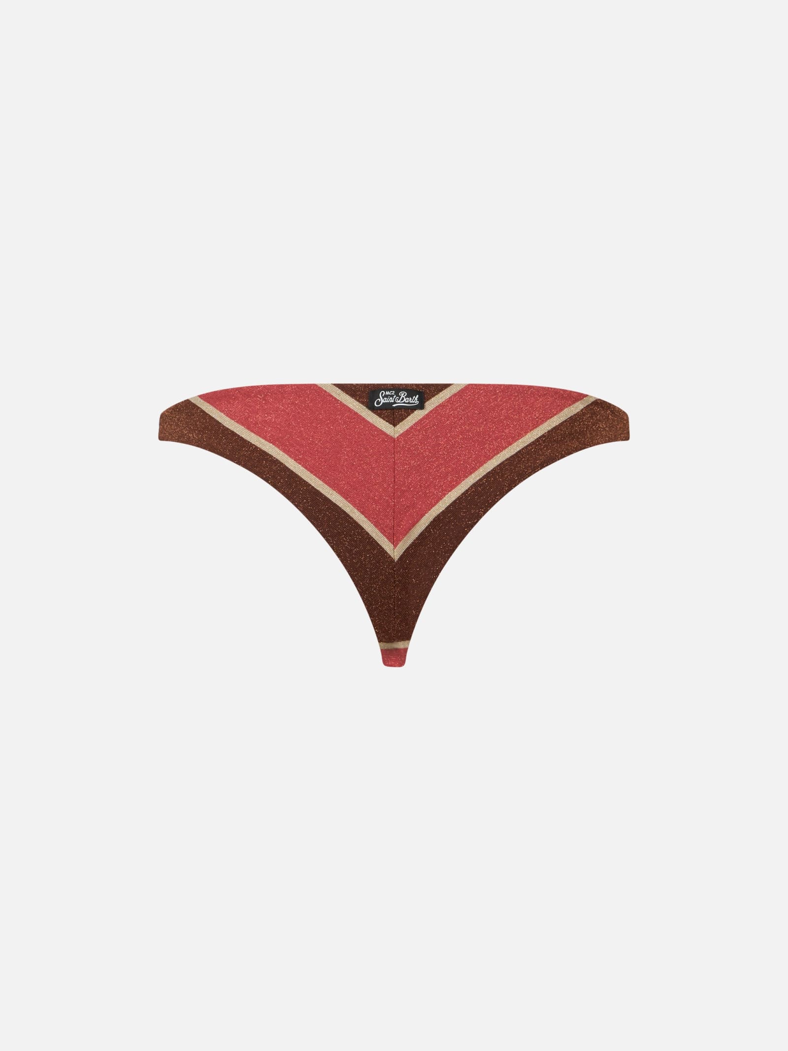 MC2 SAINT BARTH WOMAN STRIPED LUREX CHEEKY SWIM BRIEFS ROMY