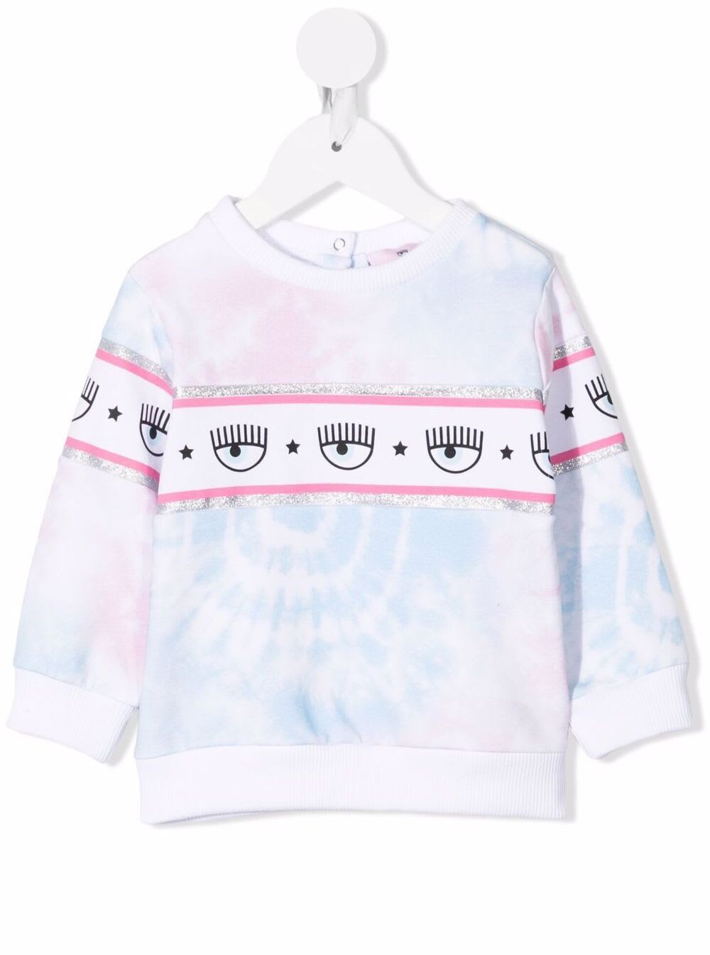 CHIARA FERRAGNI CHIARA FERRAGNI KIDS BABY GIRLS TIE DYE COTTON SWEATSHIRT WITH LOGO PRINT