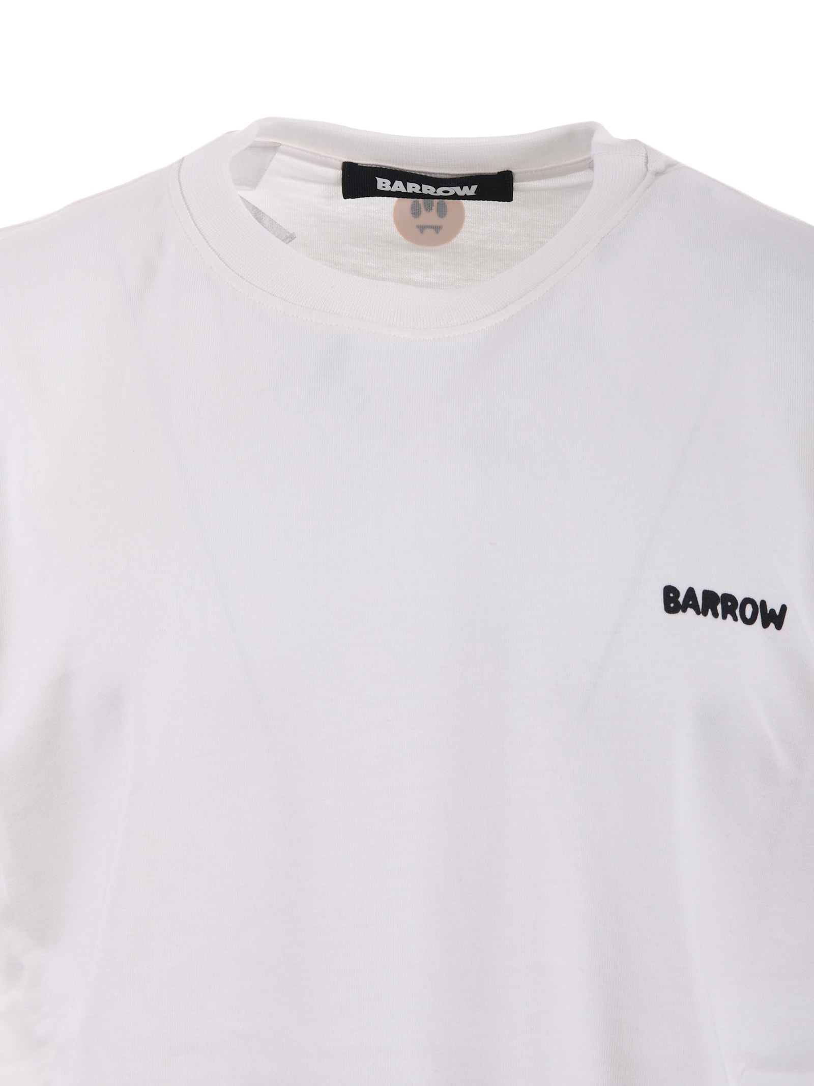 Barrow Cotton T-shirt With Teddy Print In Off White