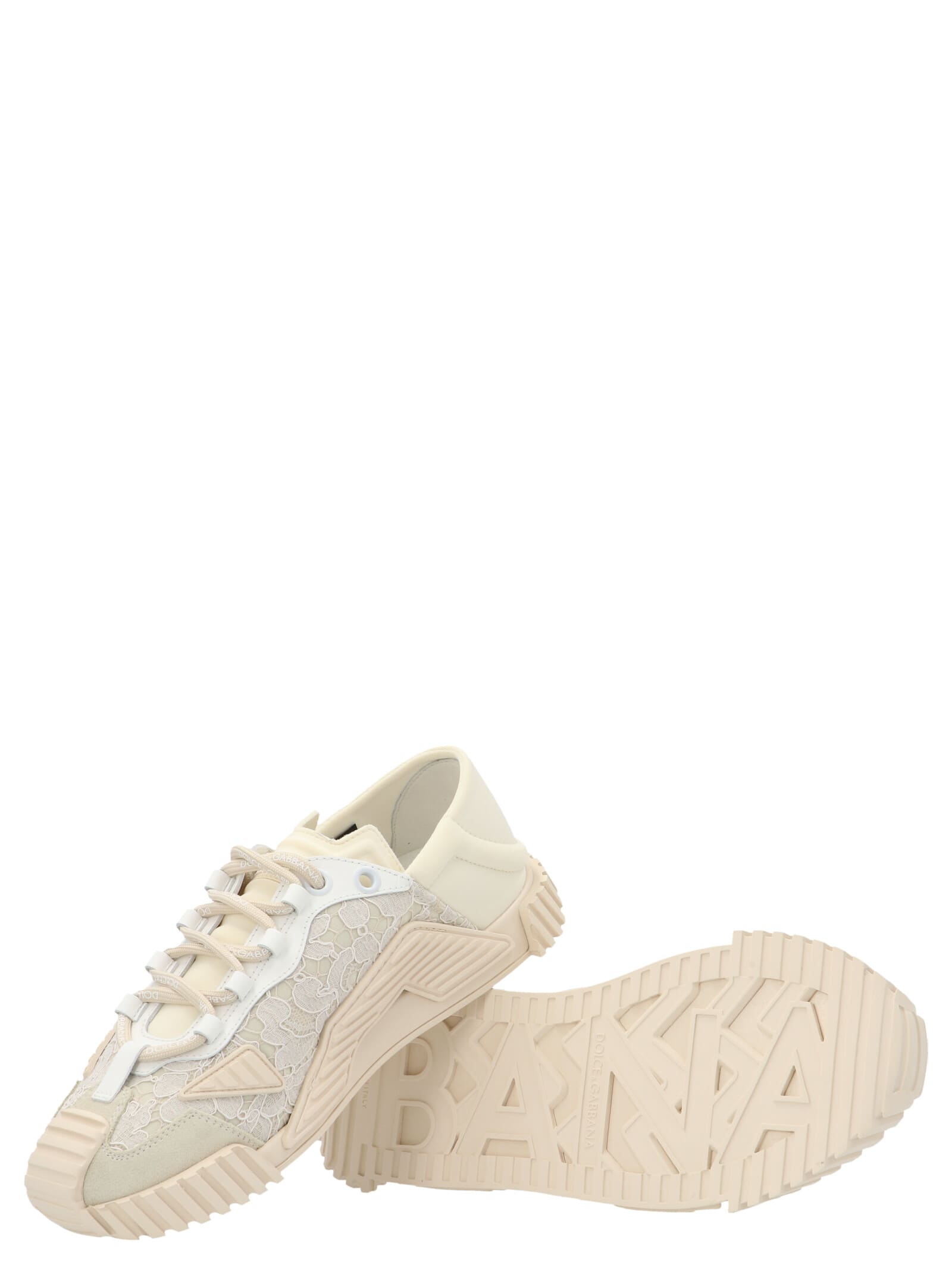 Shop Dolce & Gabbana Lace Sneakers In White