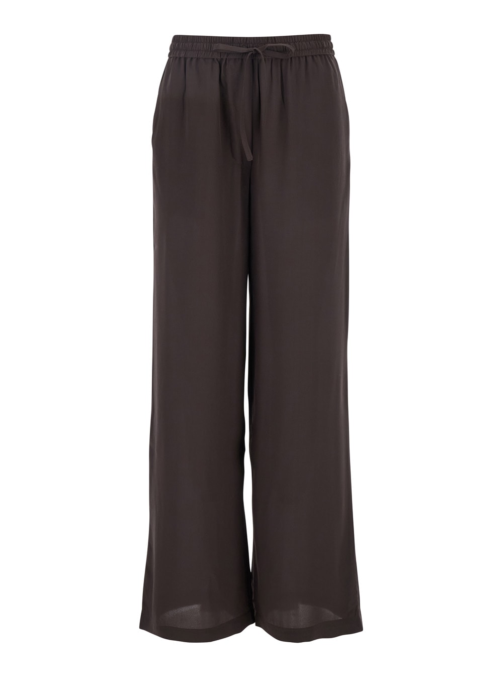 Parosh Black Pants With Elastic Drawstring Waist In Silk Woman